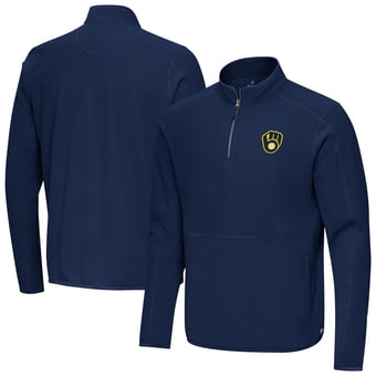Men's Antigua Navy Milwaukee Brewers Step Up Quarter-Zip Pullover