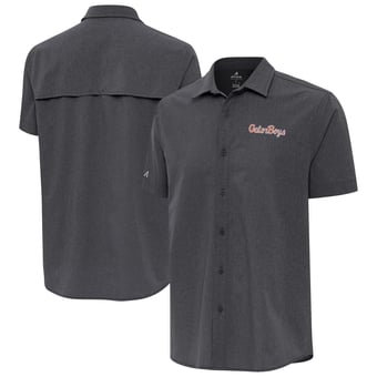 Men's Antigua  Black Florida Gators GatorBoys Activate Woven Short Sleeve Button-Up Shirt