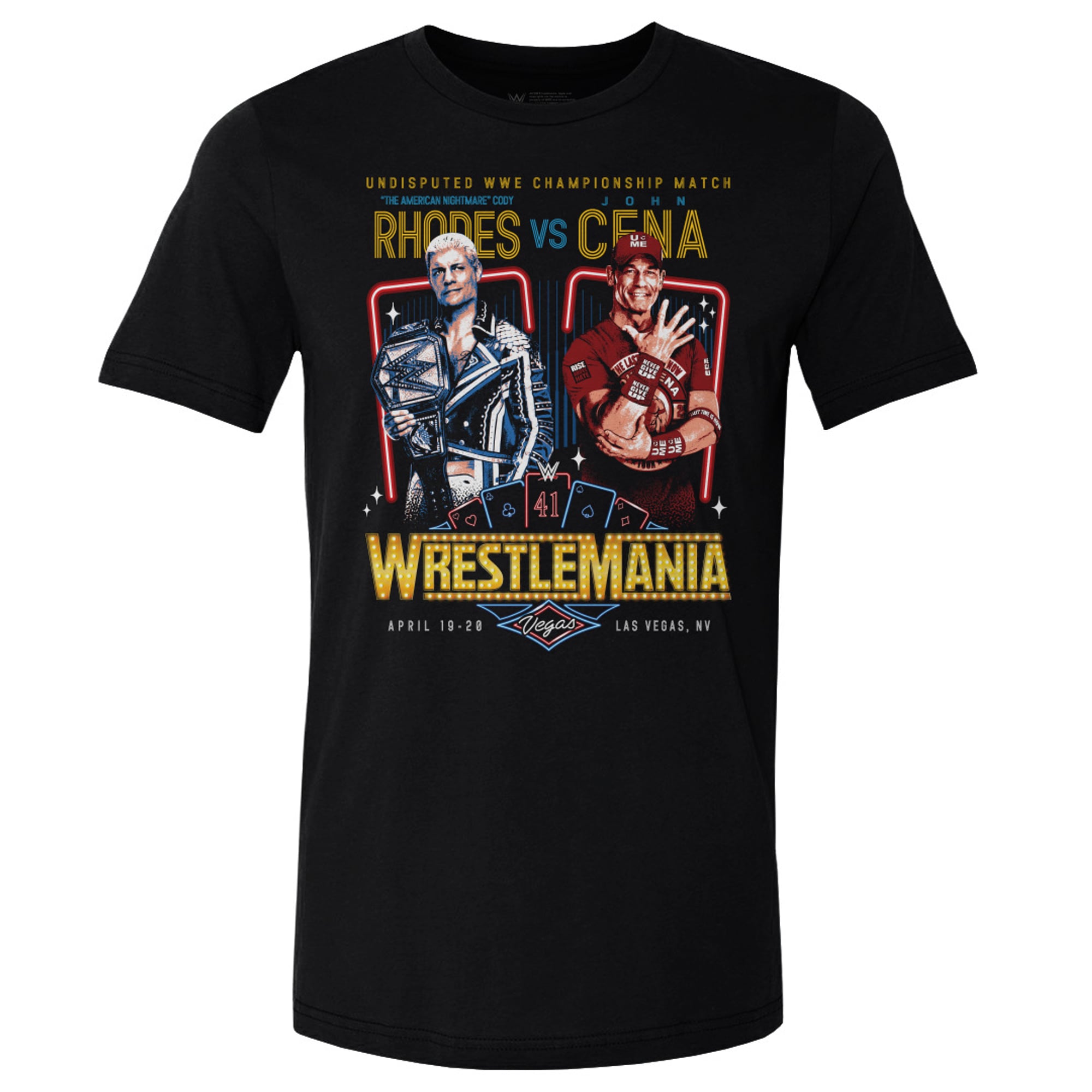 Men's 500 Level Black WrestleMania 41 Cody Rhodes vs. John Cena T-Shirt
