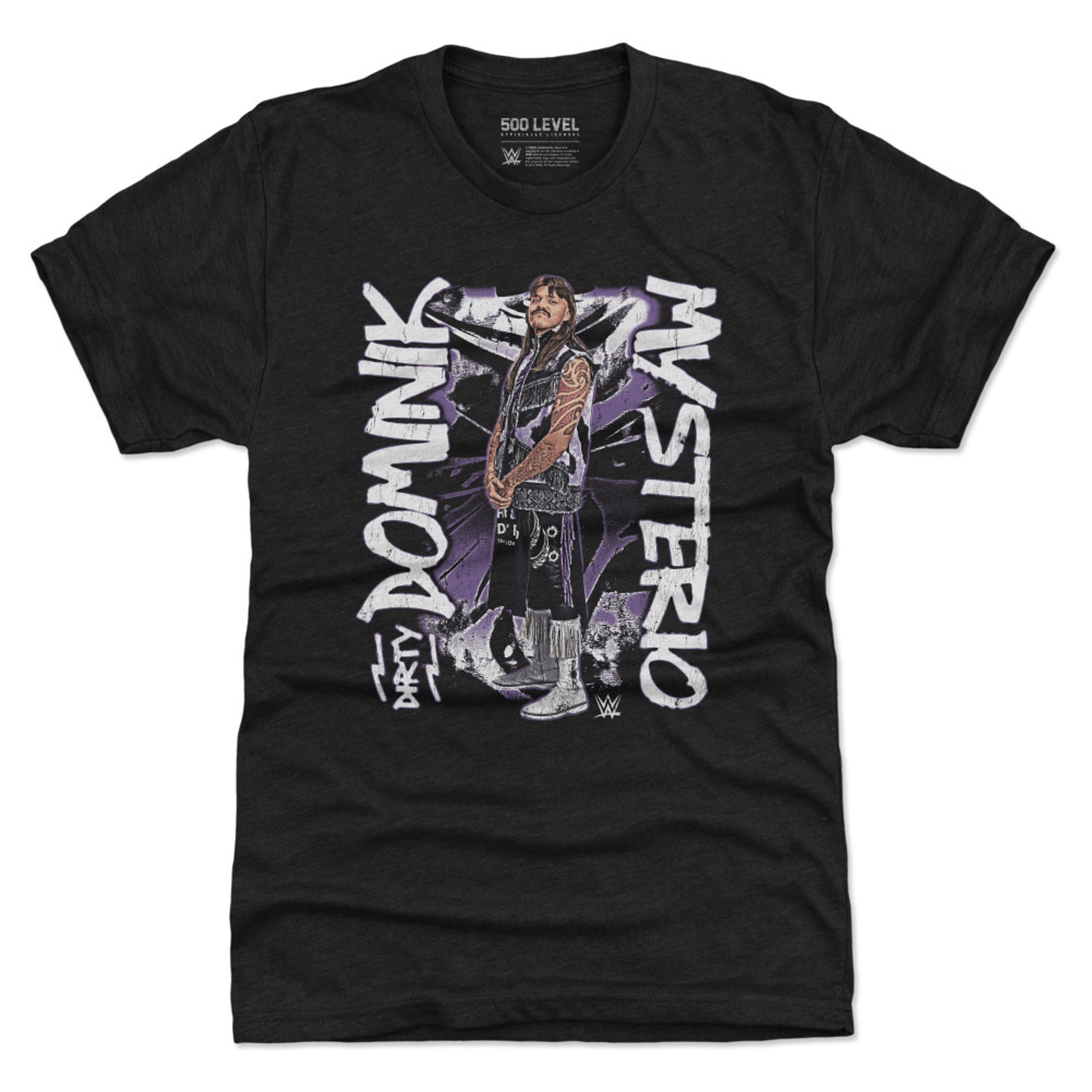 Men's 500 Level Heather Black Dominik Mysterio Grunge Tri-Blend T-Shirt