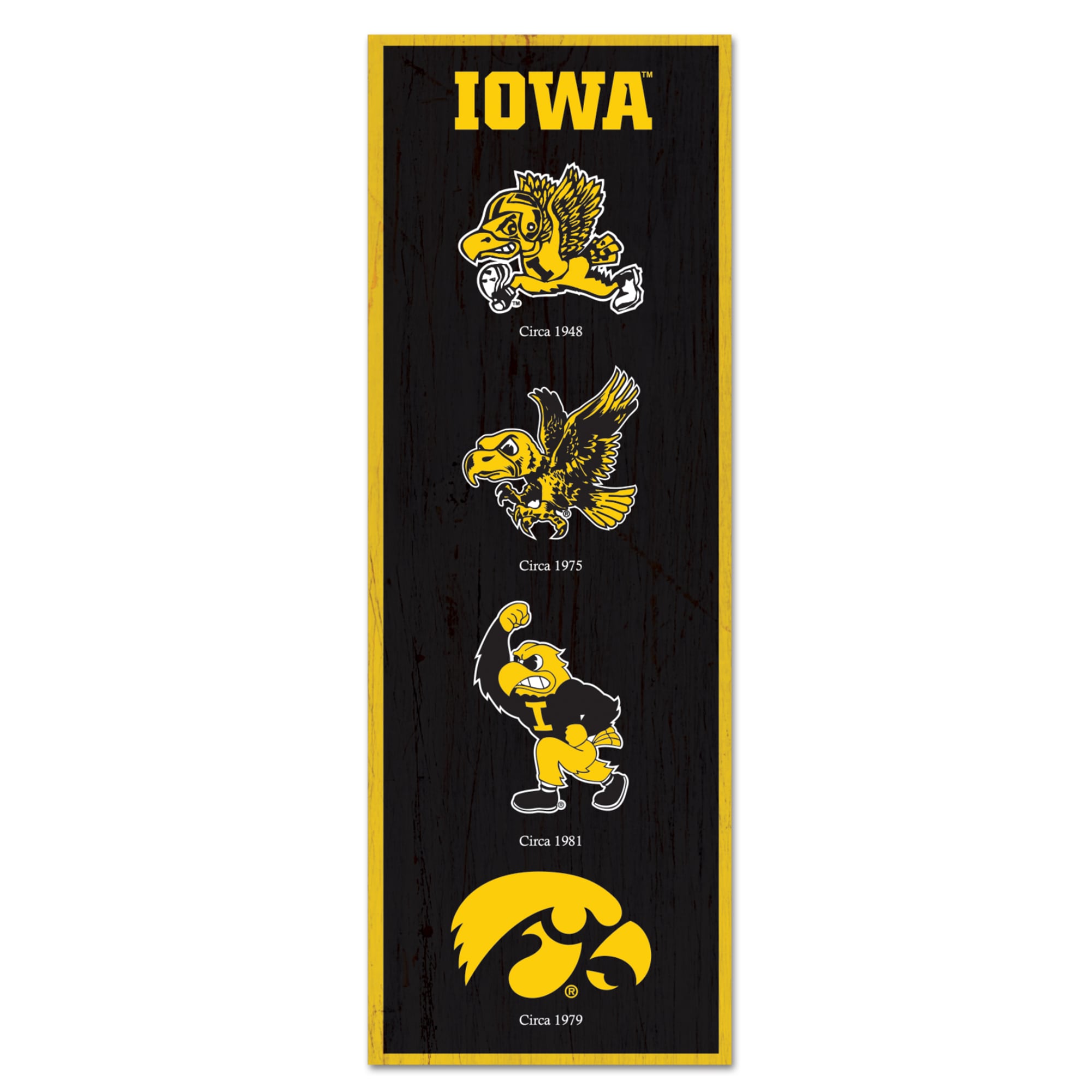 WinCraft Iowa Hawkeyes 6" x 17" Logo Evolution Wood Sign
