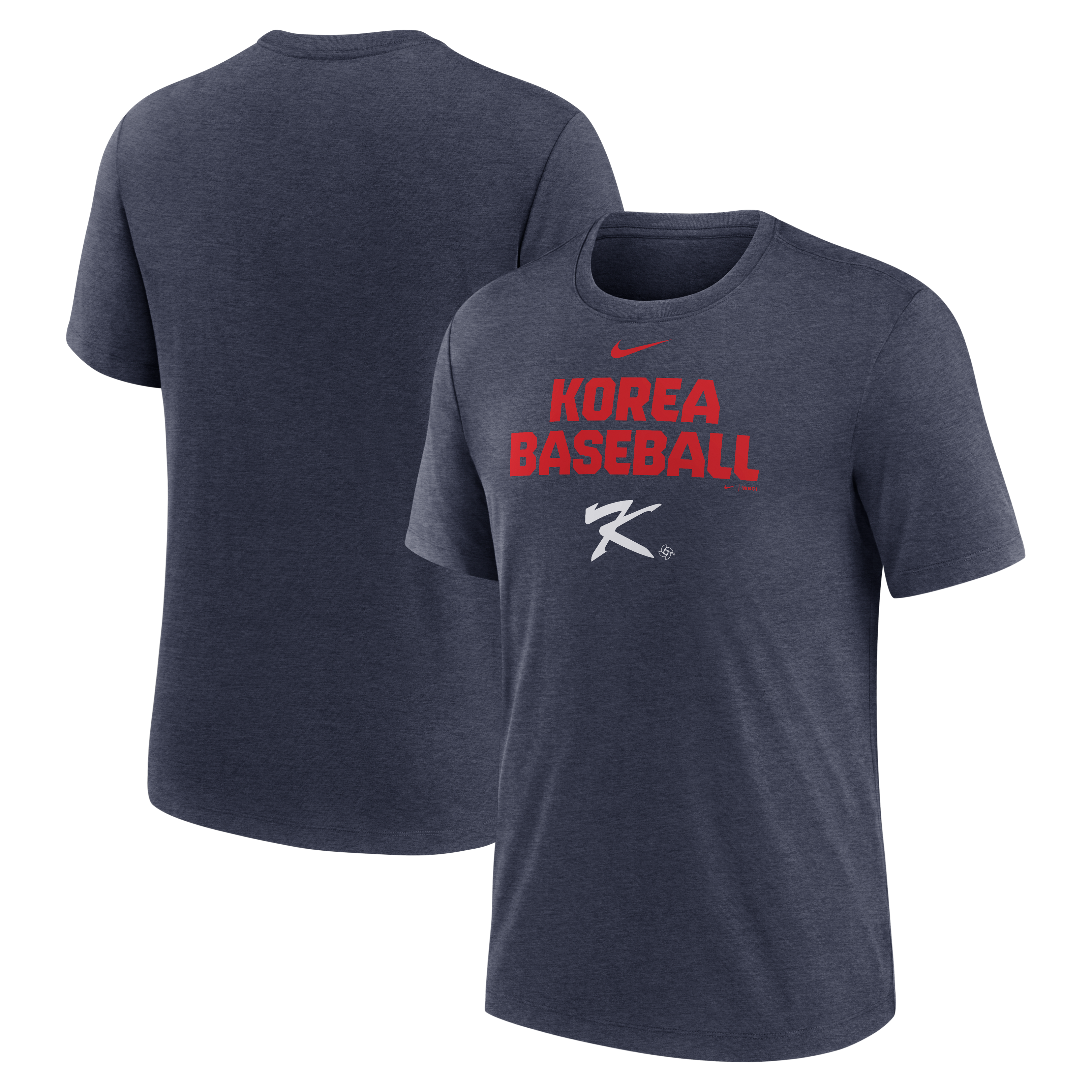 Men's Nike Heather Navy Korea Baseball 2026 World Baseball Classic Stacked Tri-Blend T-Shirt