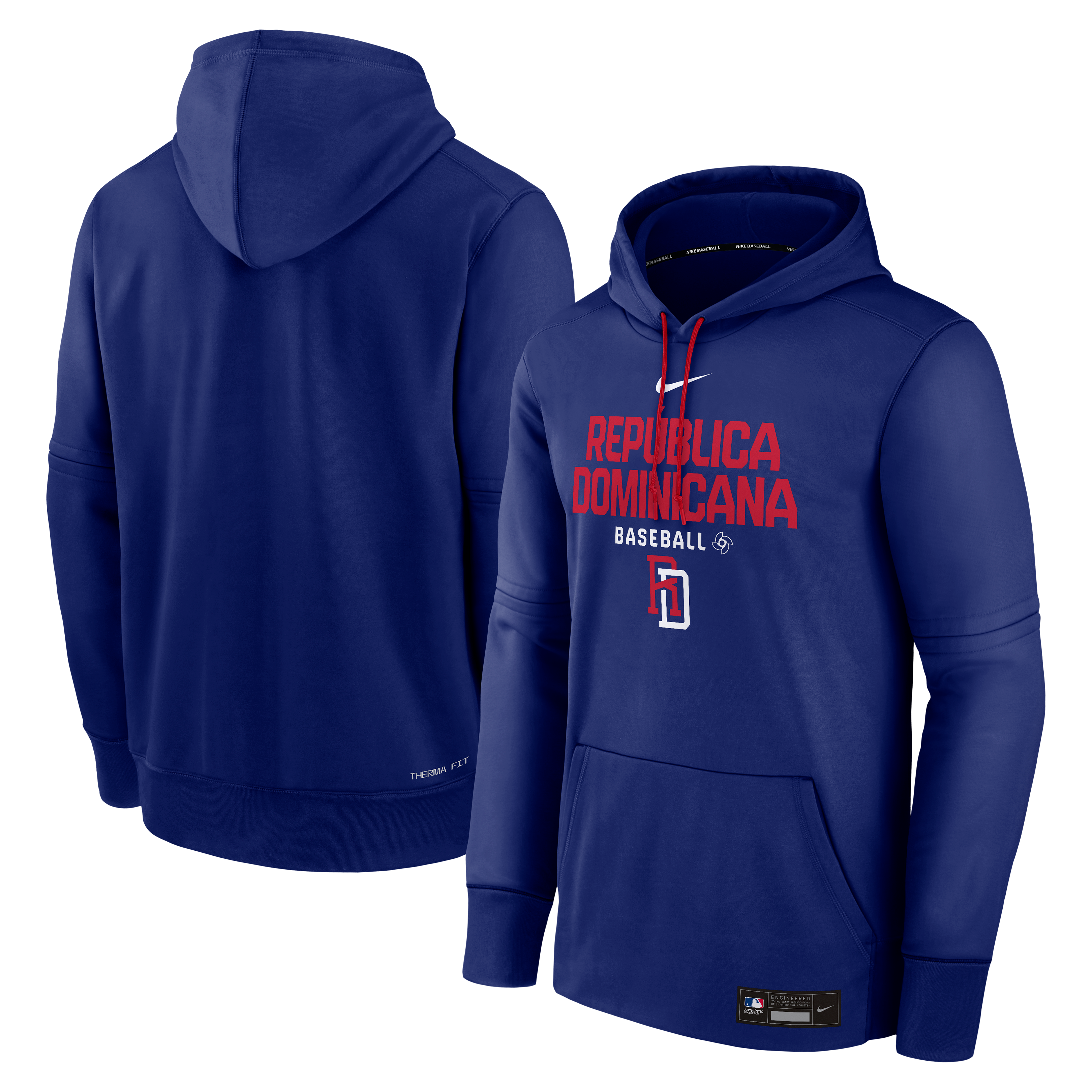 Men's Nike  Royal Dominican Republic Baseball 2026 World Baseball Classic Authentic Collection Therma-FIT Hoodie