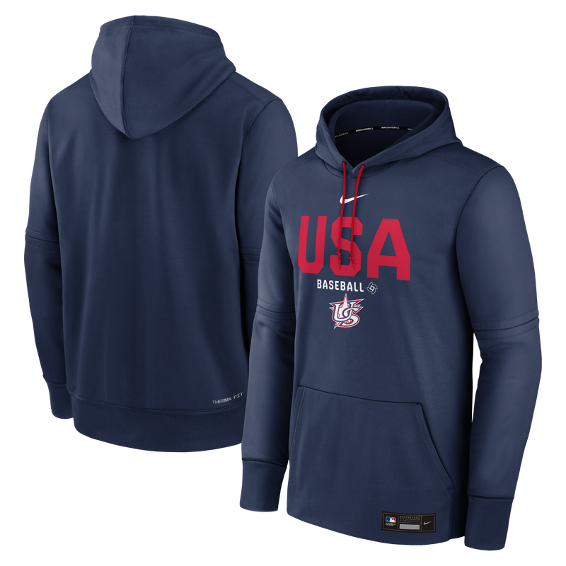 Men's Nike  Navy USA Baseball 2026 World Baseball Classic Authentic Collection Therma-FIT Hoodie