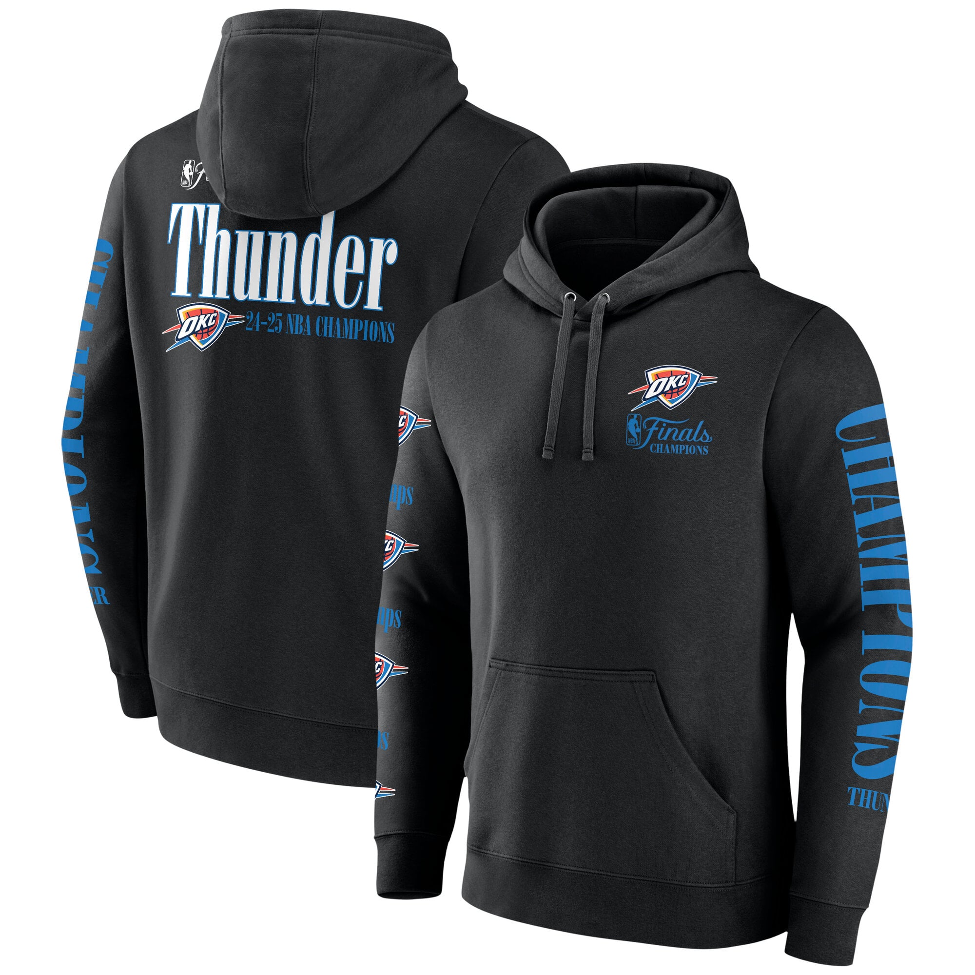 Men's Fanatics Black Oklahoma City Thunder 2025 NBA Finals Champions Pullover Hoodie