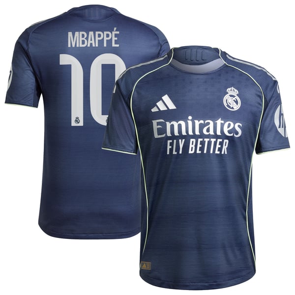 Maillot Extérieur Authentique Real Madrid adidas 25/26 avec flocage Mbappé 10