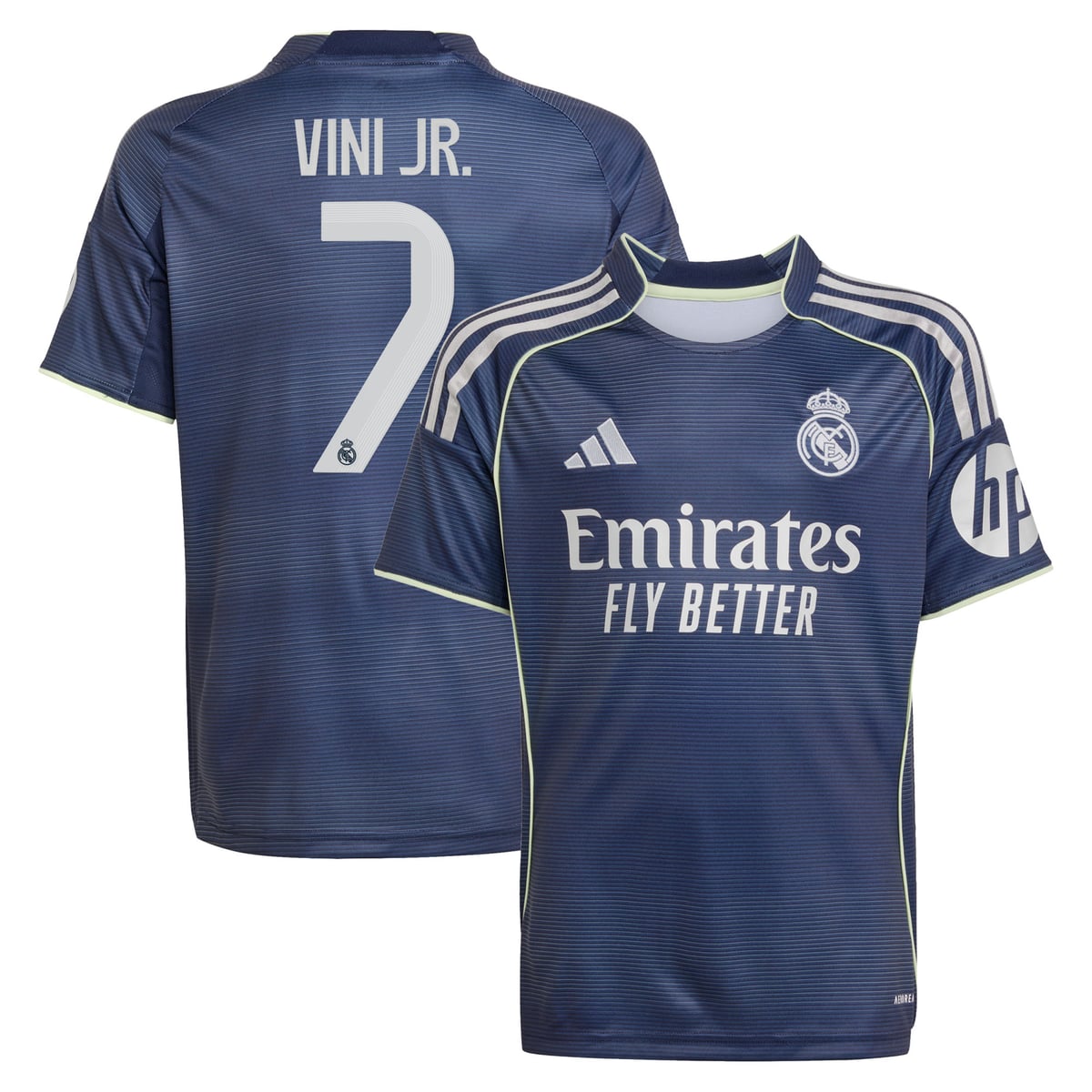 Maillot Extérieur Real Madrid adidas 25/26 - Enfant avec flocage Vini Jr. 7