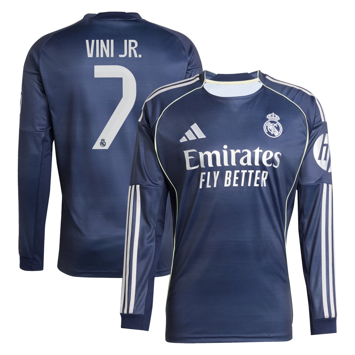Maillot manches longues Extérieur adidas Real Madrid adidas 25/26 avec flocage Vini Jr. 7