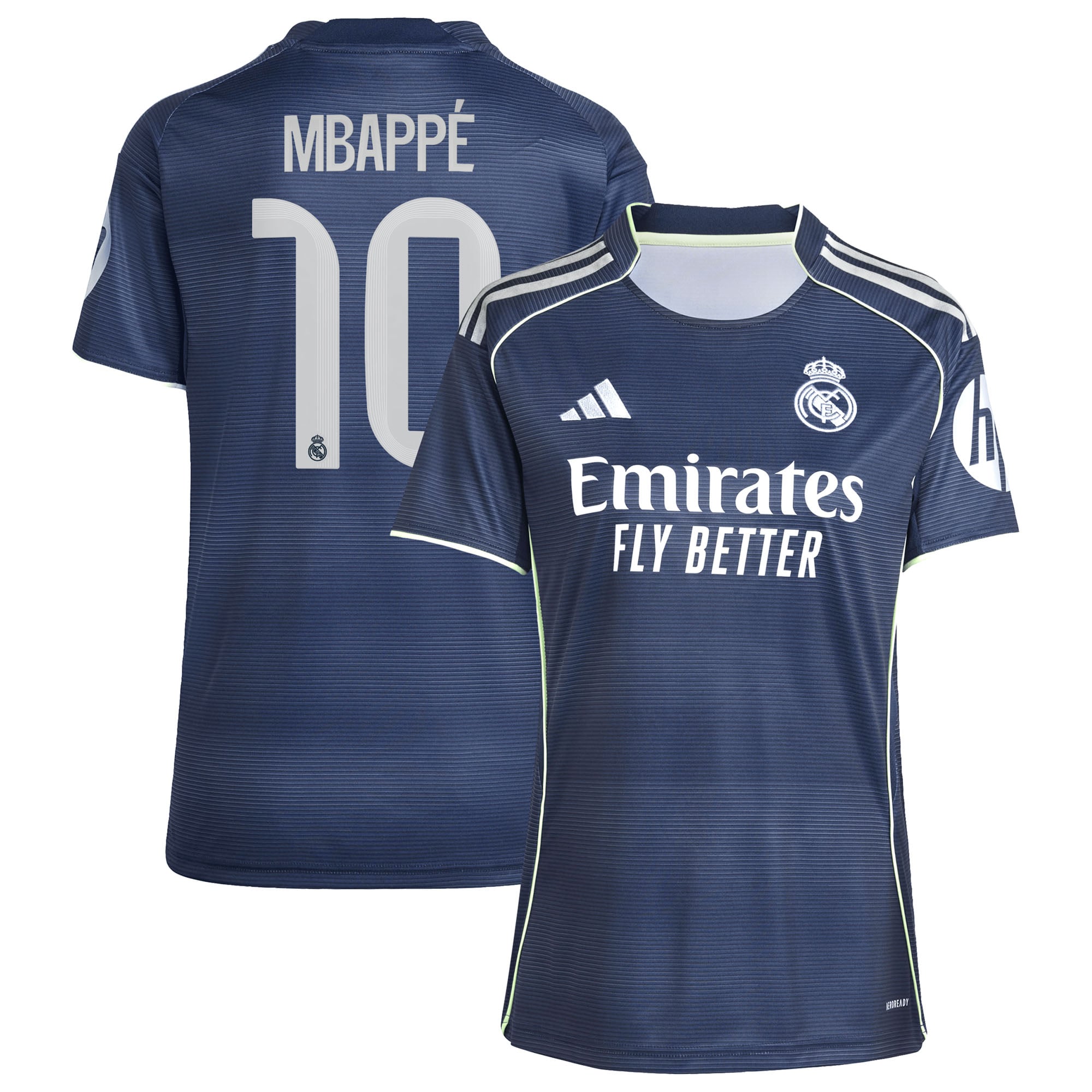 Maillot Extérieur Real Madrid adidas 25/26 - Femme avec flocage Mbappé 10