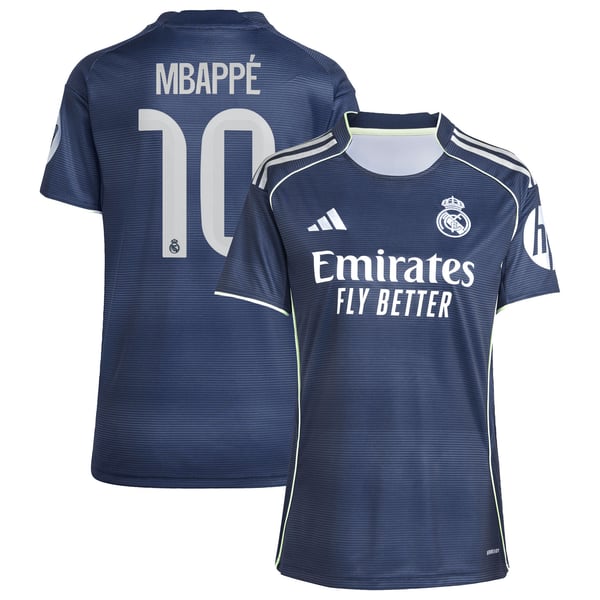 Maillot Extérieur Real Madrid adidas 25/26 - Femme avec flocage Mbappé 10