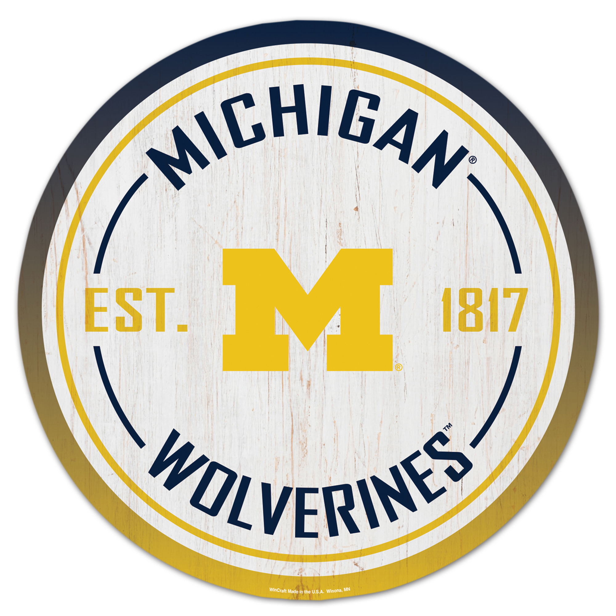 WinCraft Michigan Wolverines 14" Established Year Circular Wood Sign