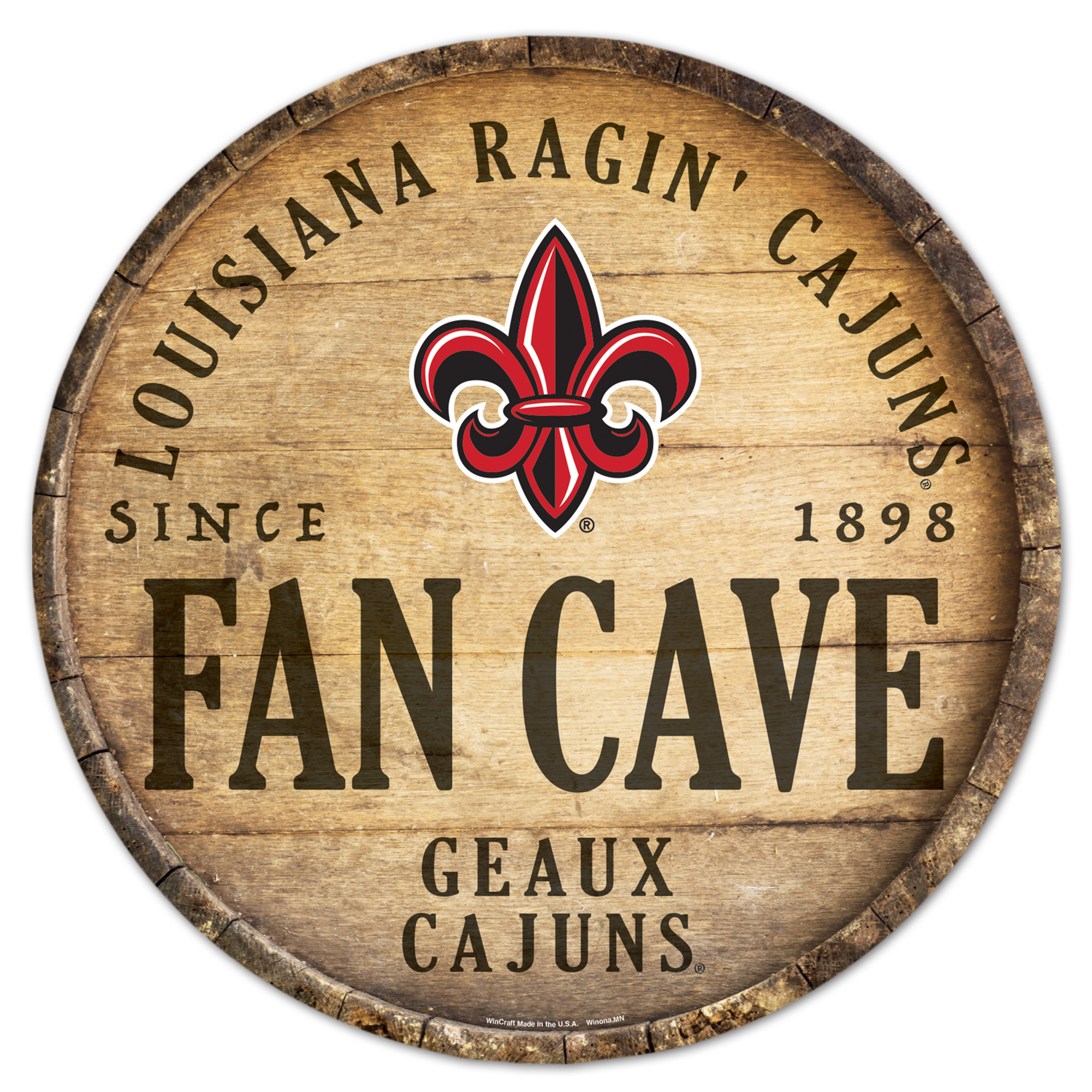 WinCraft Louisiana Ragin' Cajuns 14" Fan Cave Circular Wood Sign
