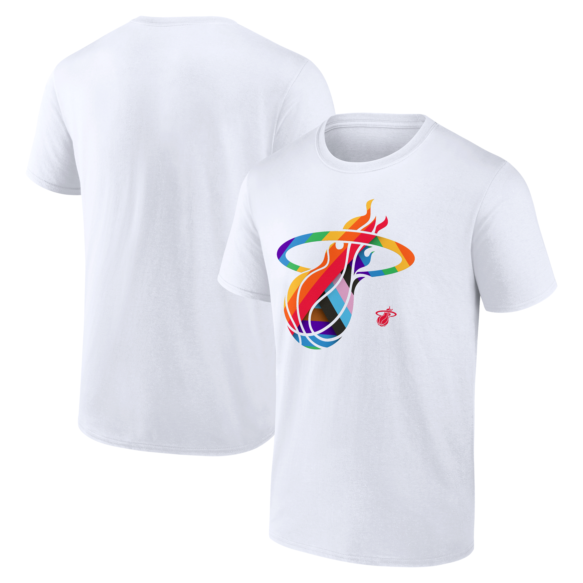 Men's White Miami Heat Team Logo Pride T-Shirt
