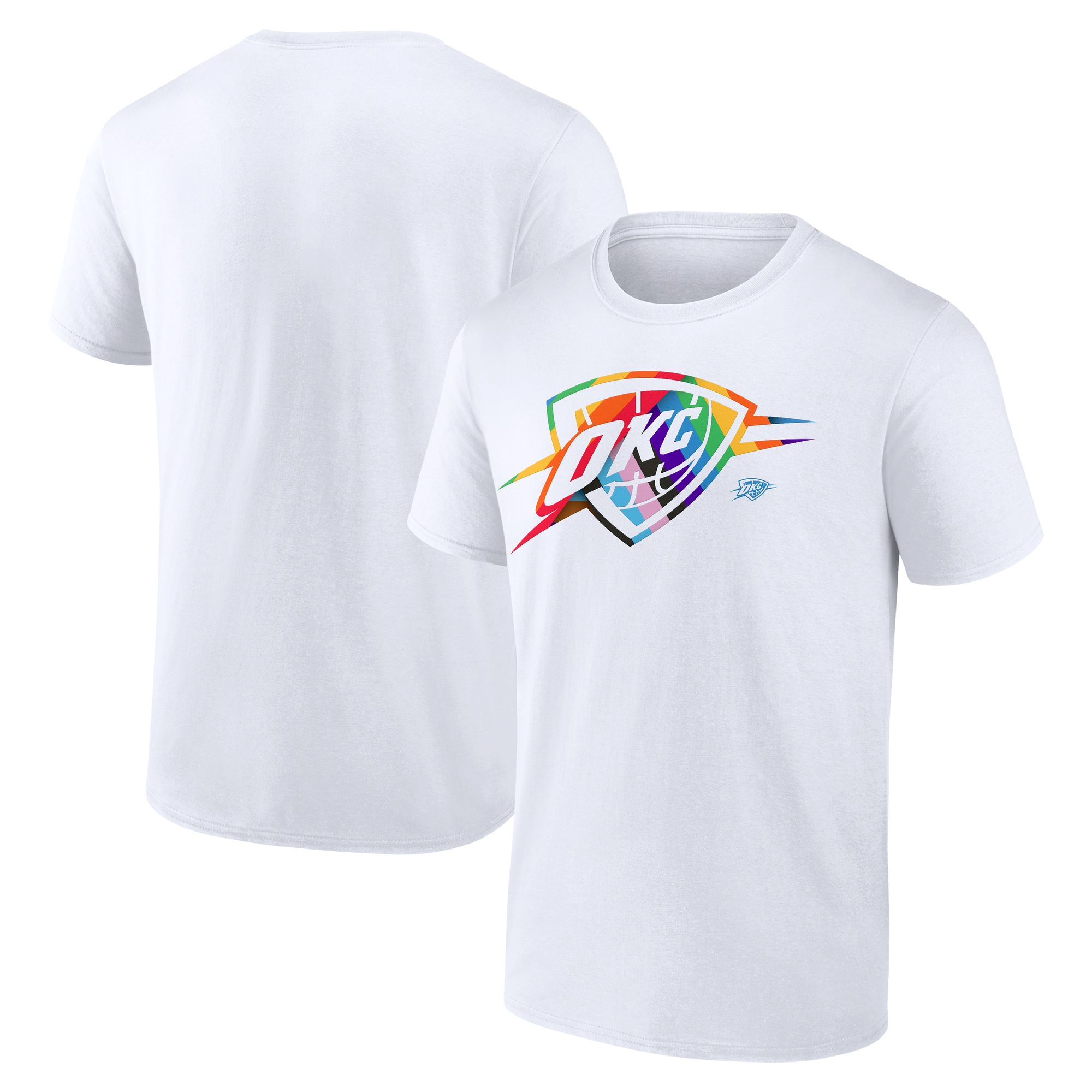 Men's White Oklahoma City Thunder Team Logo Pride T-Shirt