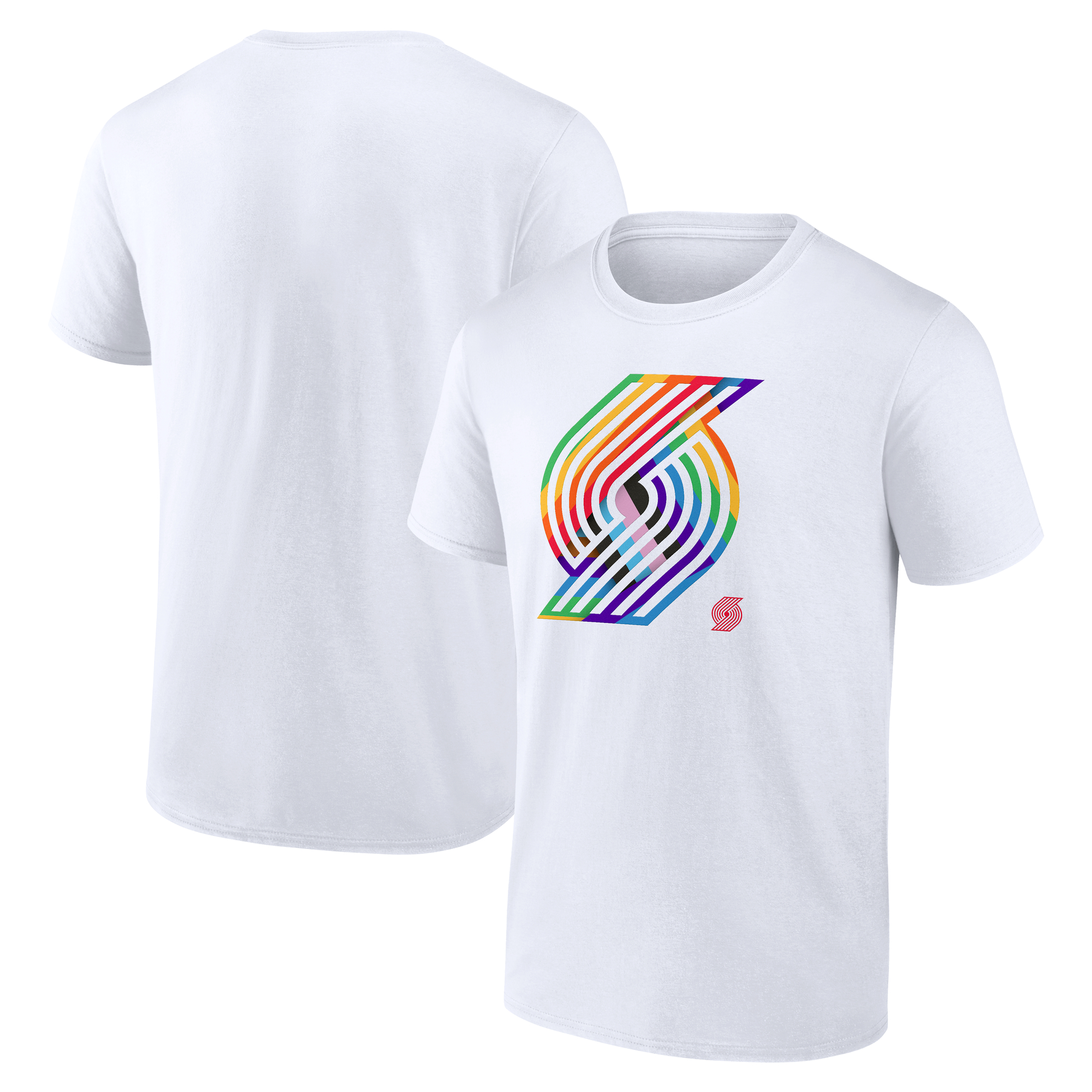 Men's White Portland Trail Blazers Team Logo Pride T-Shirt