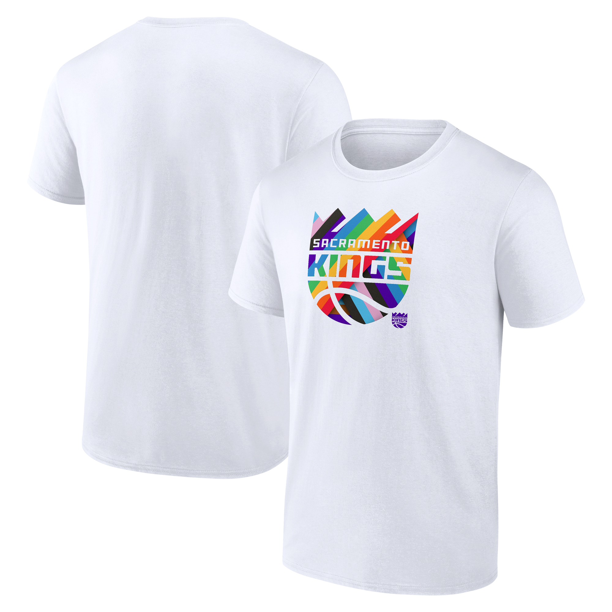 Men's White Sacramento Kings Team Logo Pride T-Shirt