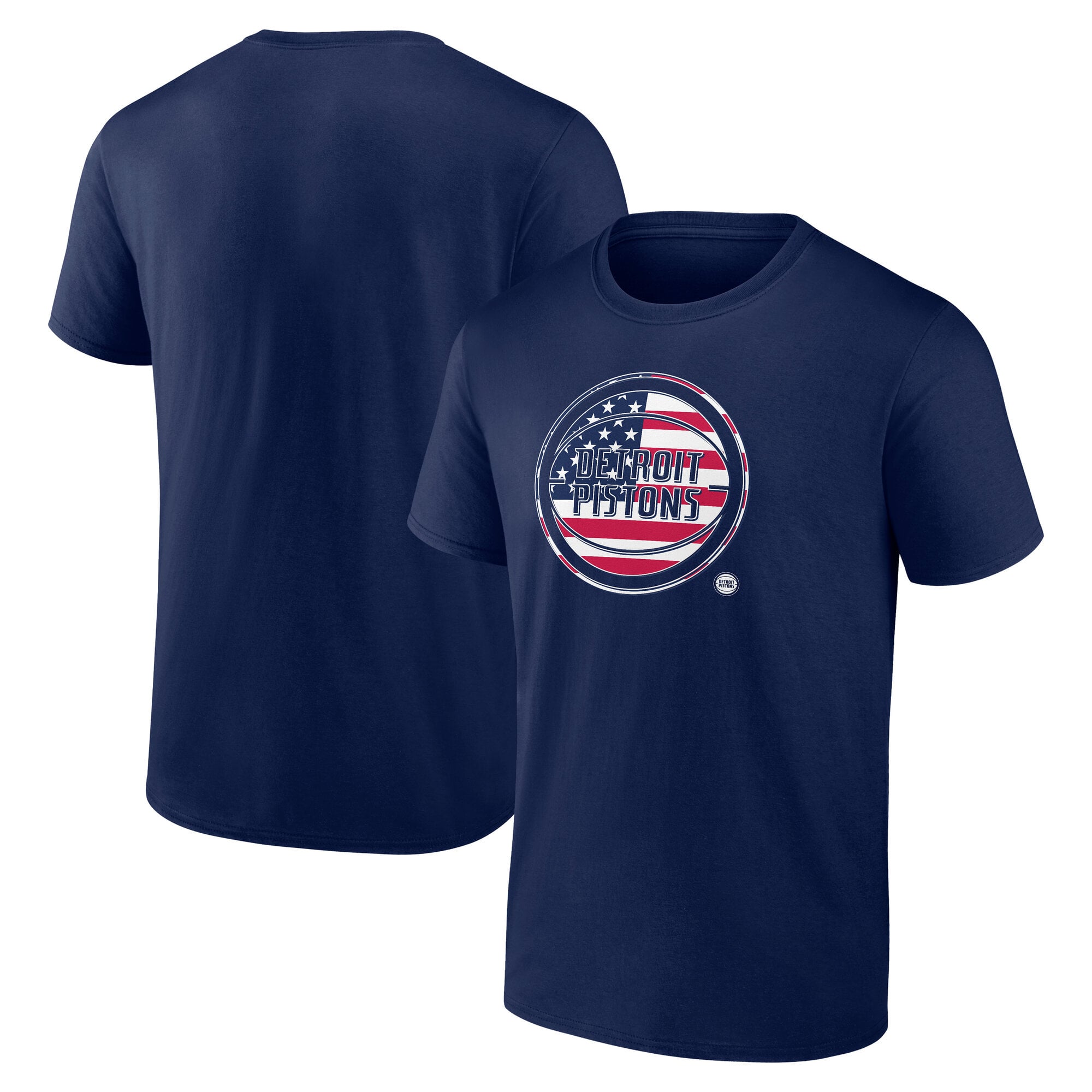 Men's Navy Detroit Pistons Flag Logo T-Shirt