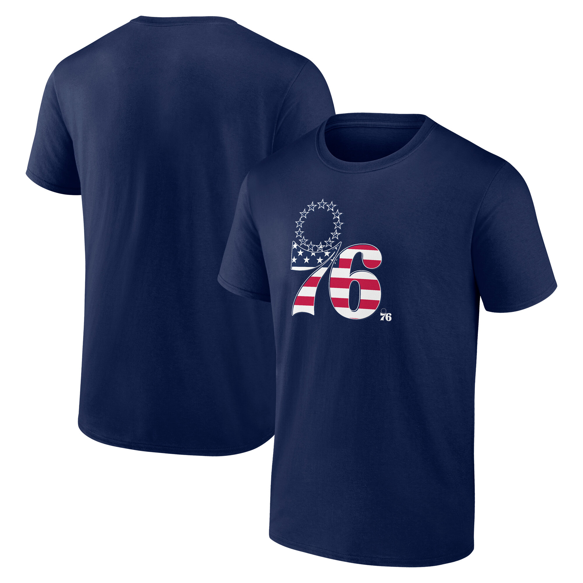 Men's Navy Philadelphia 76ers Flag Logo T-Shirt
