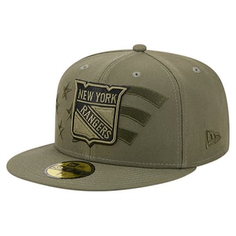 Men's New Era  Olive New York Rangers Military Appreciation Flag 59FIFTY Fitted Hat