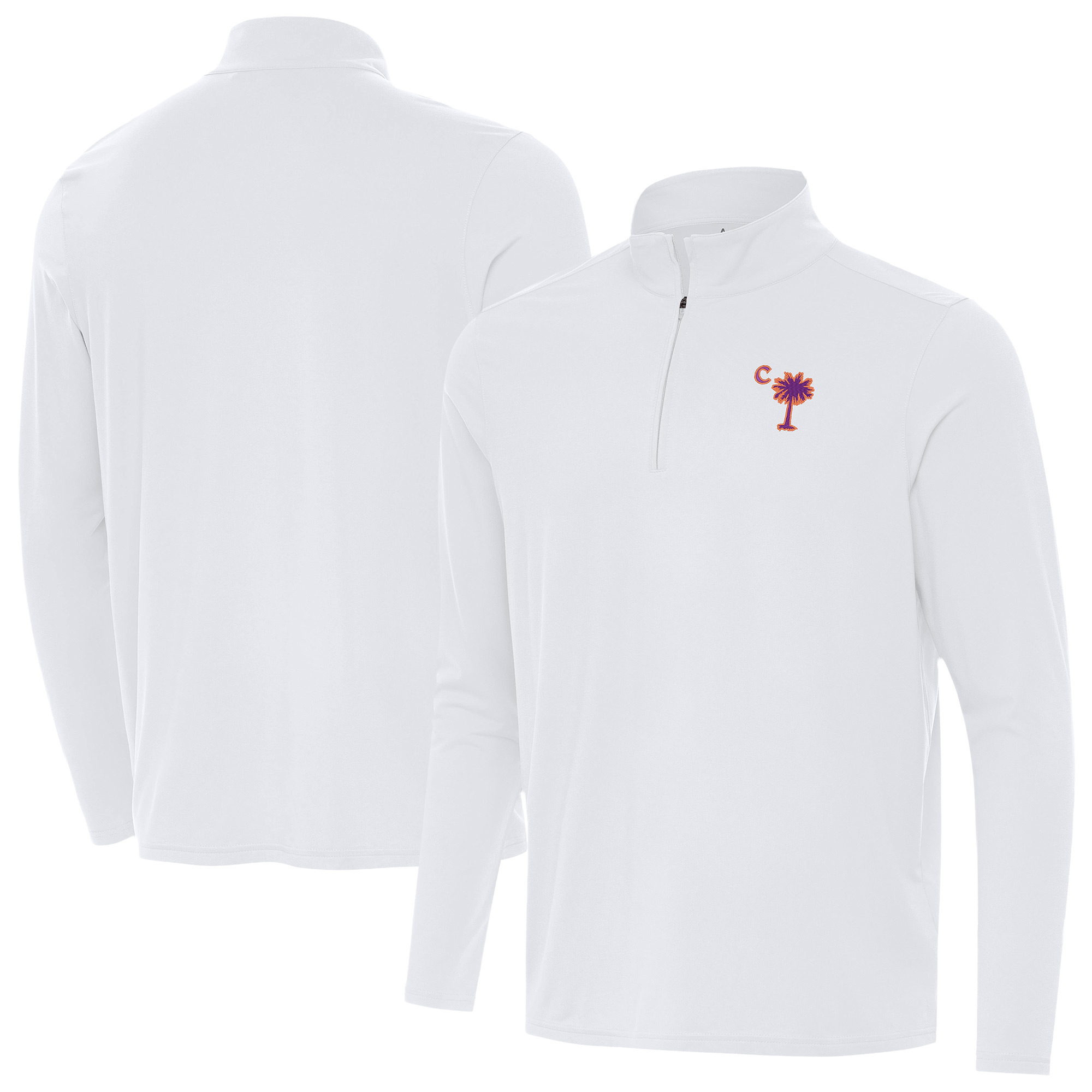 Men’s Antigua White Clemson Tigers Palmetto Series Intent Quarter-Zip Pullover