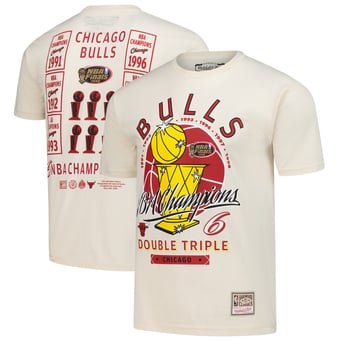 Men's Mitchell & Ness Cream Chicago Bulls Hardwood Classics Champions Vintage T-Shirt
