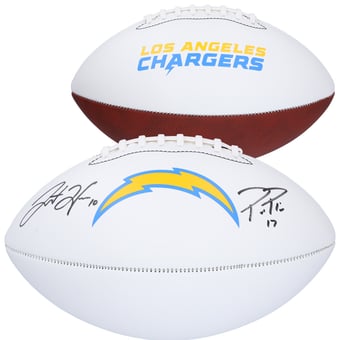 Philip Rivers & Justin Herbert Los Angeles Chargers Autographed Franklin White Panel Football