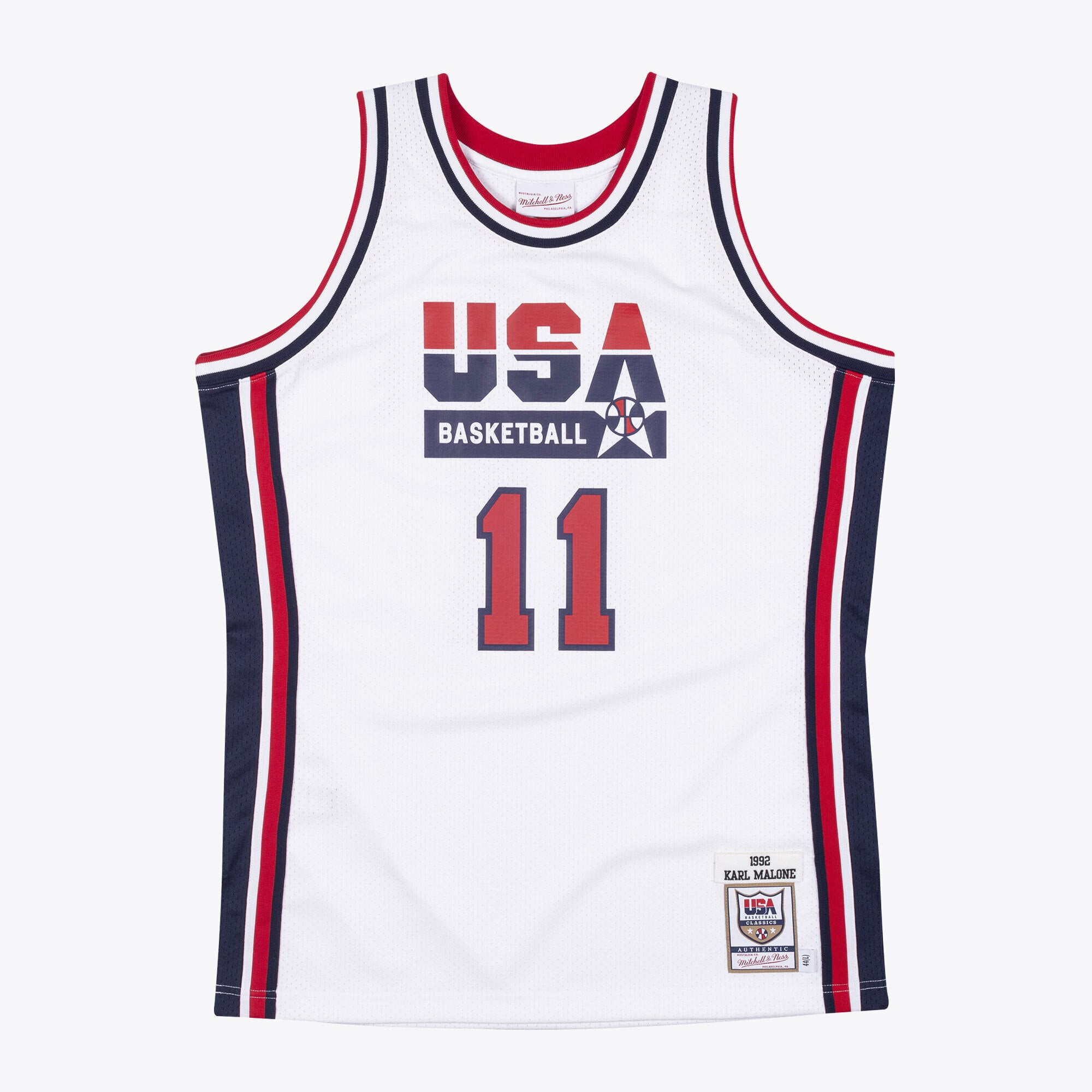 Karl Malone USA Basketball 1992 Mitchell & Ness White Authentic Jersey