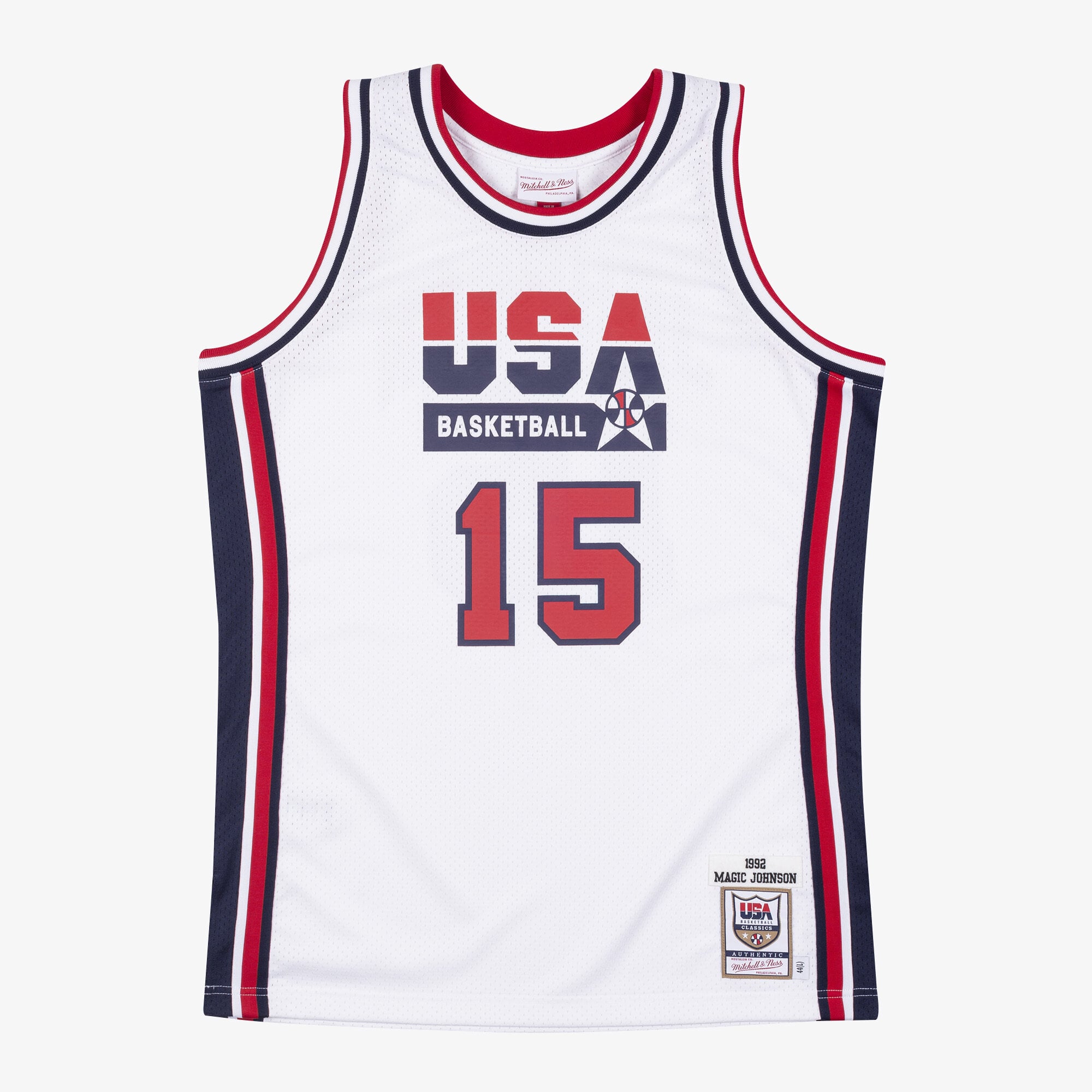 Magic Johnson USA Basketball 1992 Mitchell & Ness White Authentic Jersey