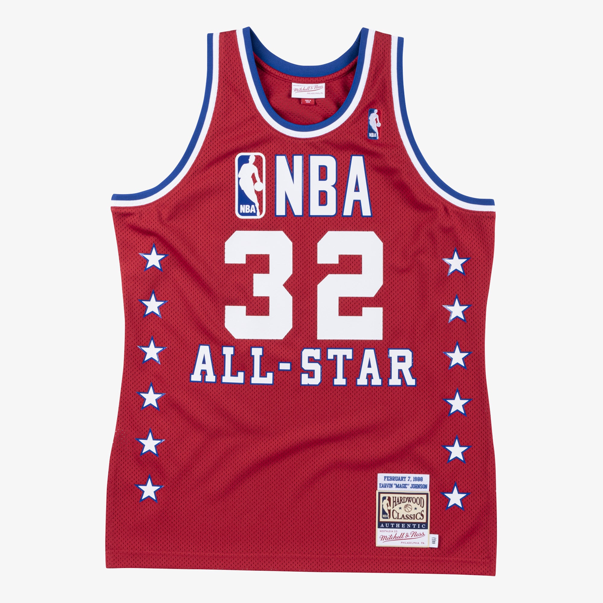 Magic Johnson NBA All-Star West 1988 Mitchell & Ness Red Authentic Jersey