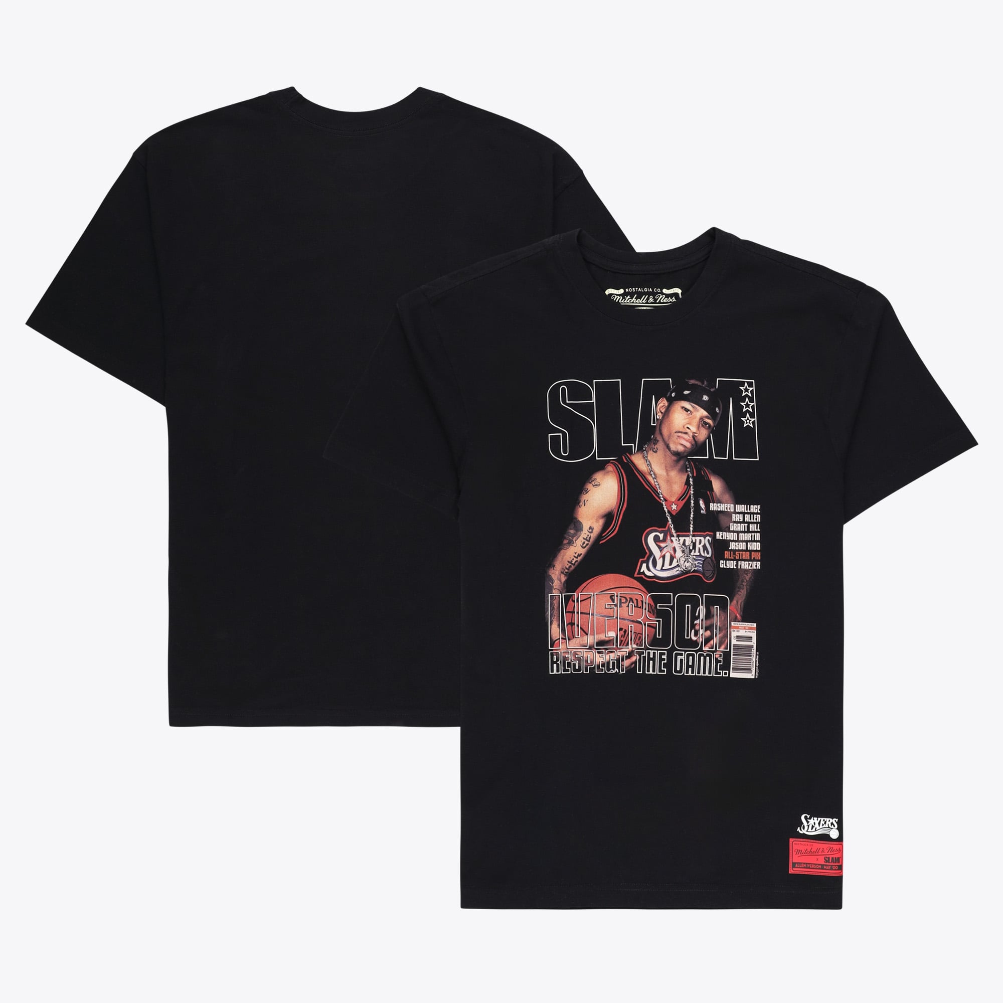 Camiseta negra de Allen Iverson de los Philadelphia 76ers (Slam Cover) - Hombre