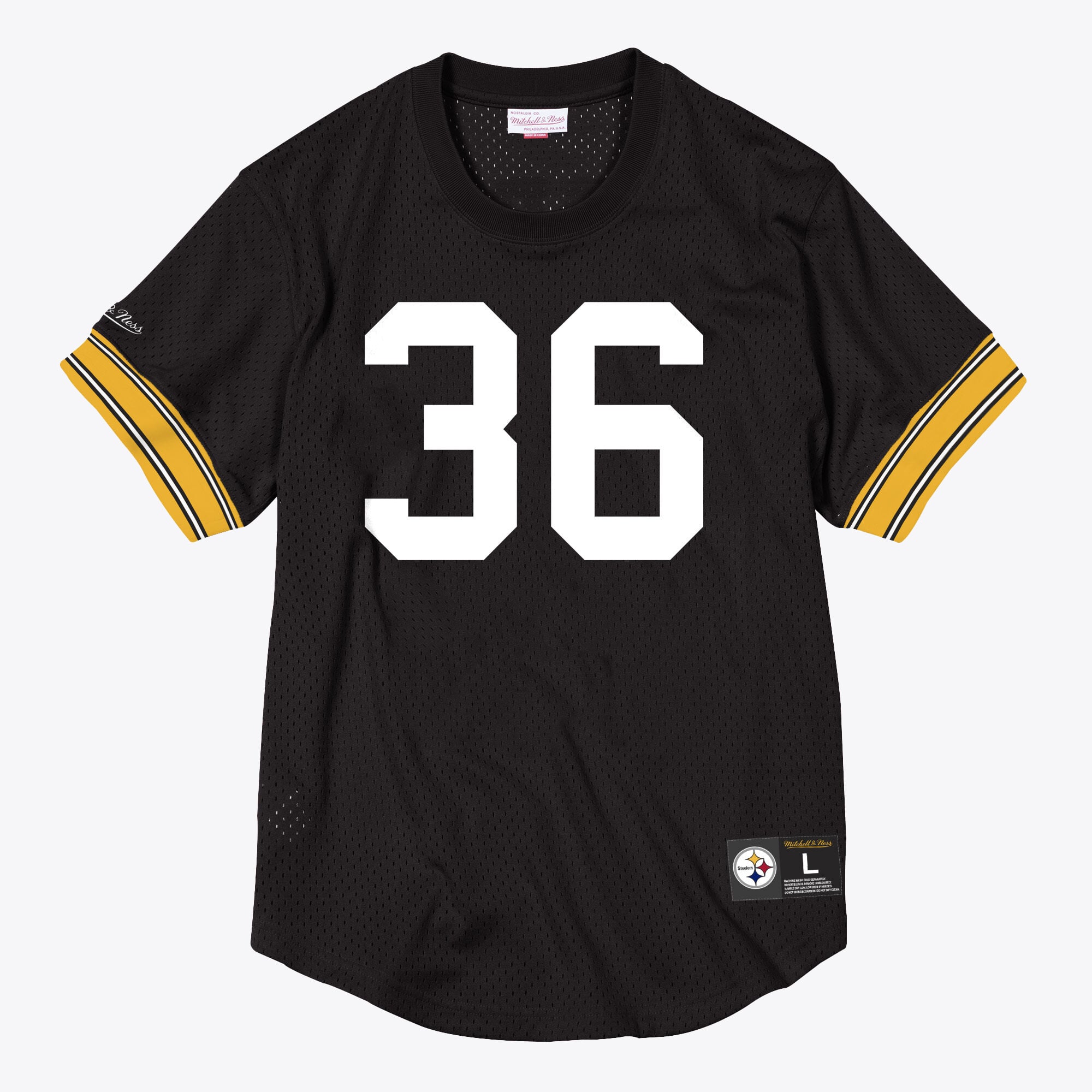 T-shirt ras du cou en maille Mitchell & Ness des Steelers de Pittsburgh (nom et numéro) Jerome Bettis 1996