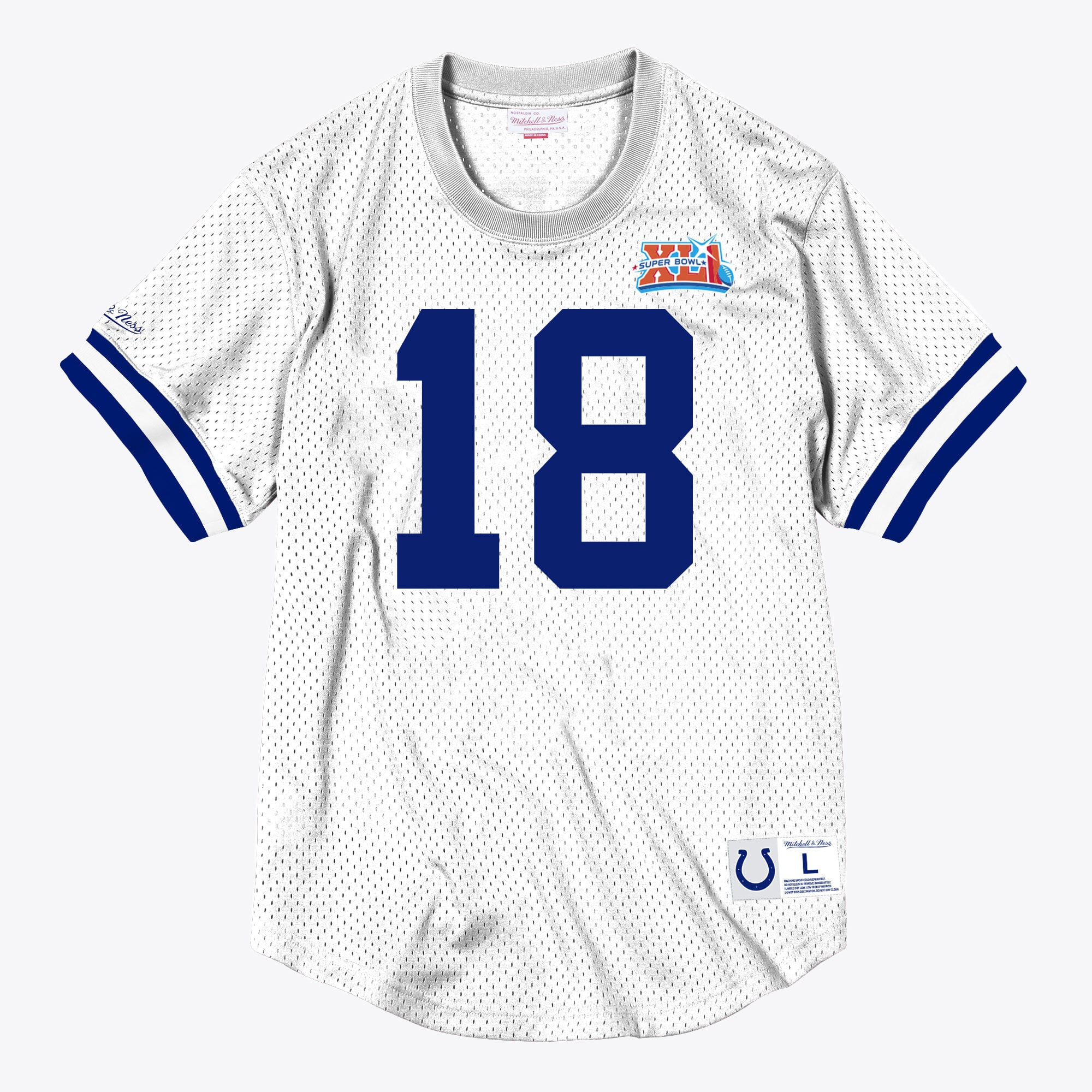 Indianapolis Colts Mitchell & Ness Mesh-Rundhalsausschnitt mit Namen und Nummer (Peyton Manning) 2007