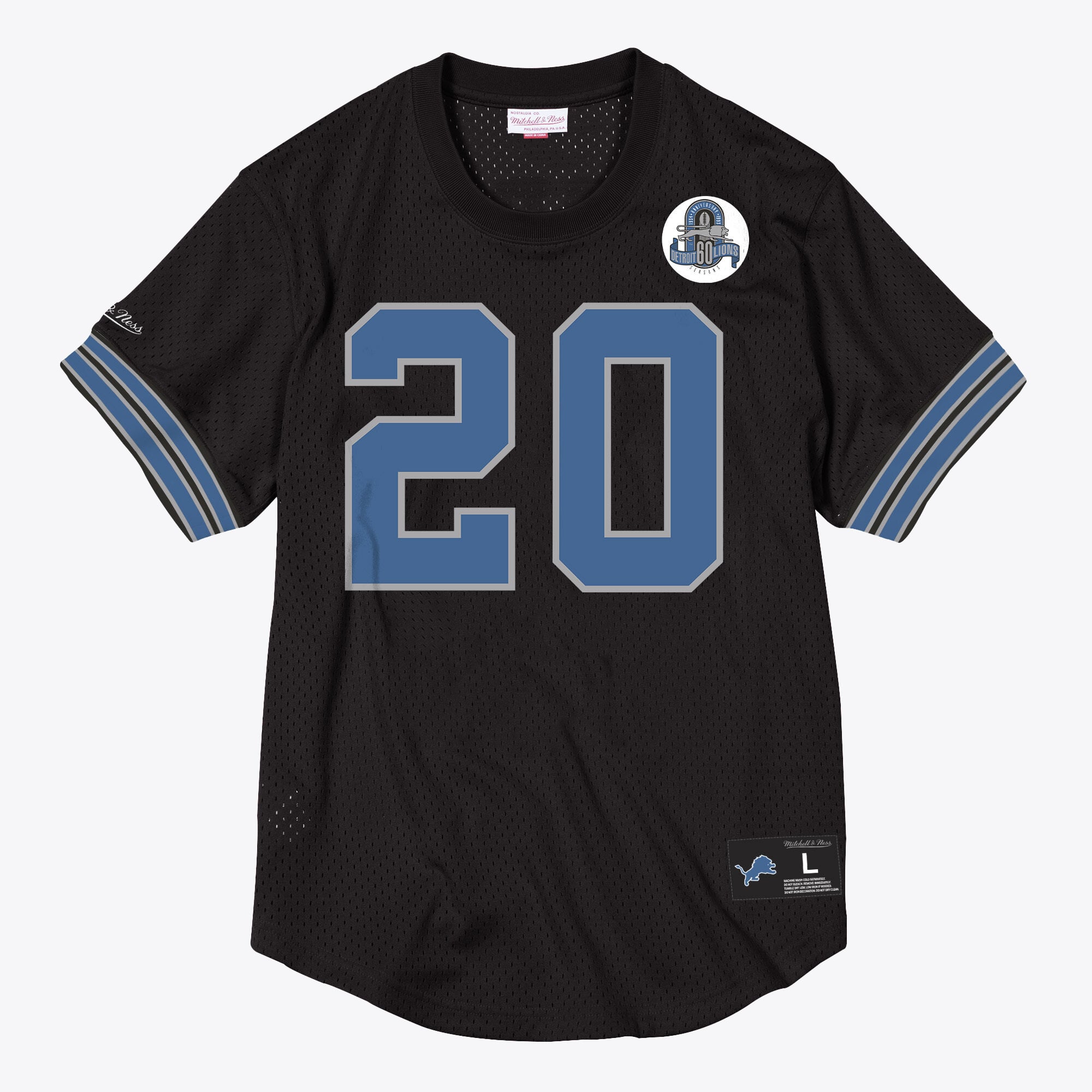 T-shirt ras du cou en maille Mitchell & Ness, nom et numéro, des Lions de Detroit, Barry Sanders