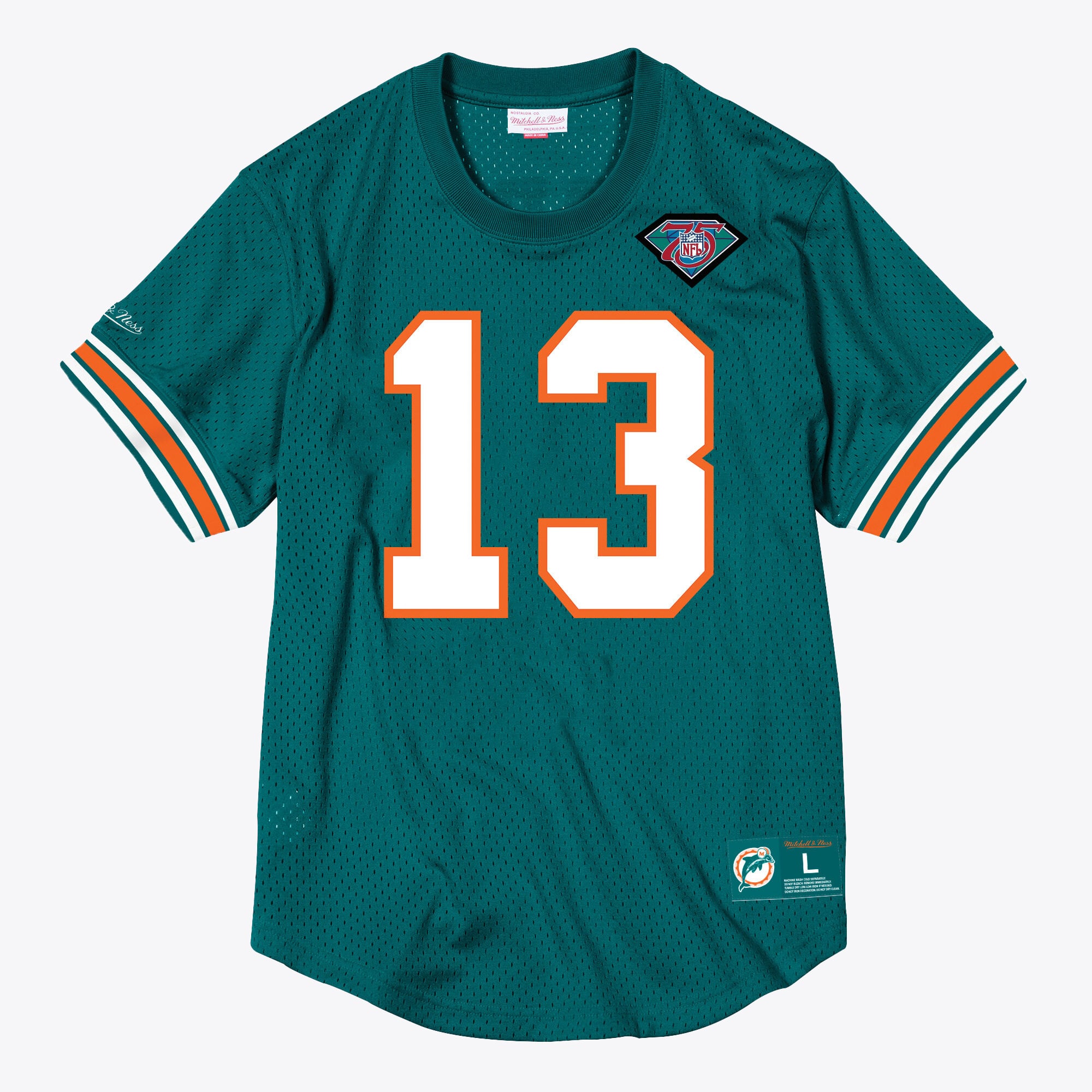 Giacca girocollo in mesh con nome e numero Mitchell & Ness Dan Marino dei Miami Dolphins
