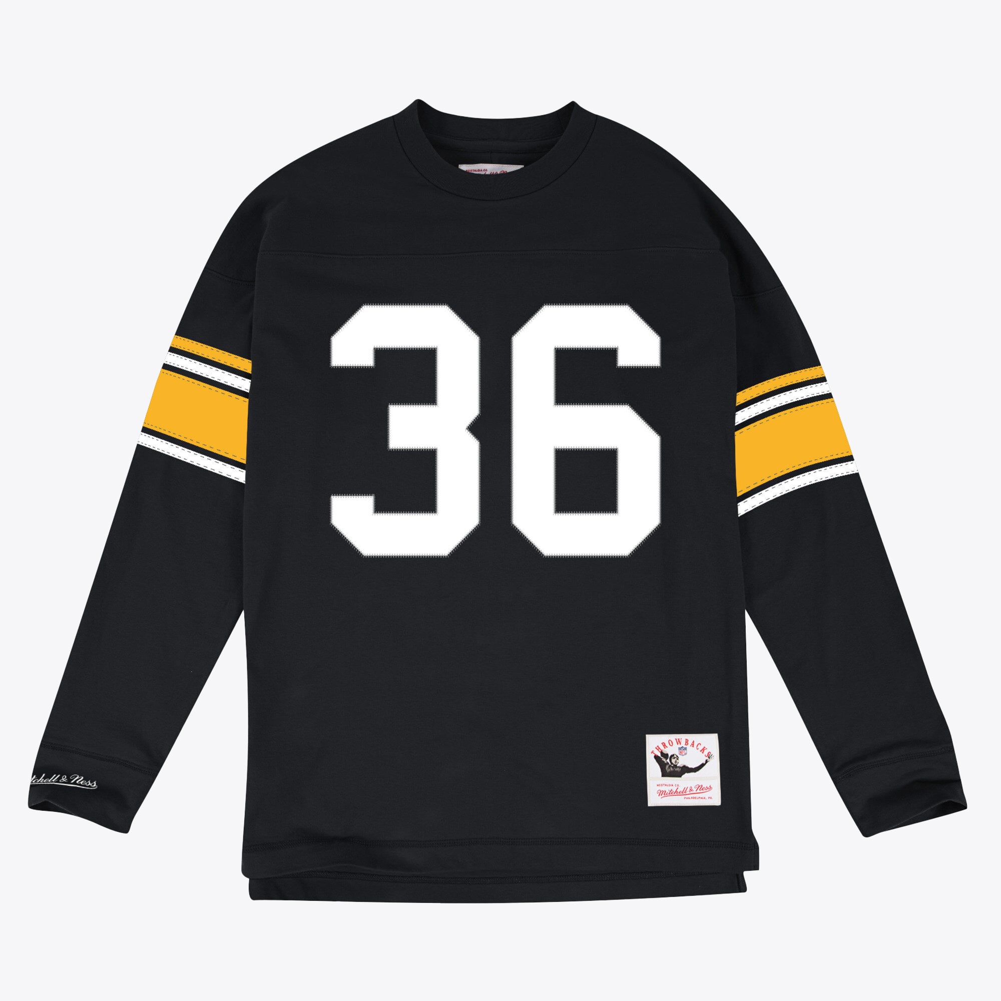 T-shirt Mitchell & Ness à manches longues avec nom et numéro des Pittsburgh Steelers (Jerome Bettis)
