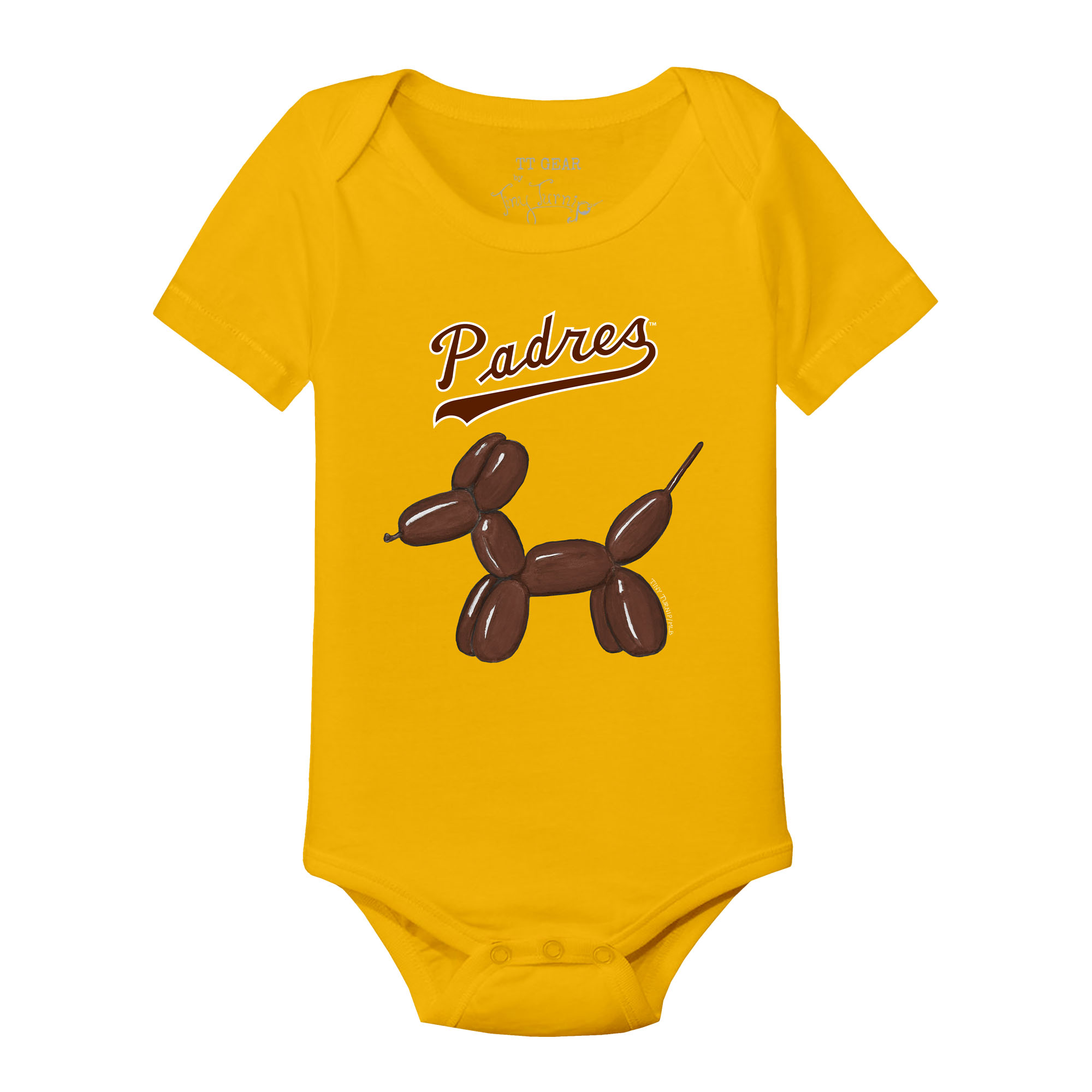 Infant Tiny Turnip Gold San Diego Padres Balloon Dog Bodysuit Infant Tiny Turnip Gold San Diego Padres Balloon Dog Bodysuit