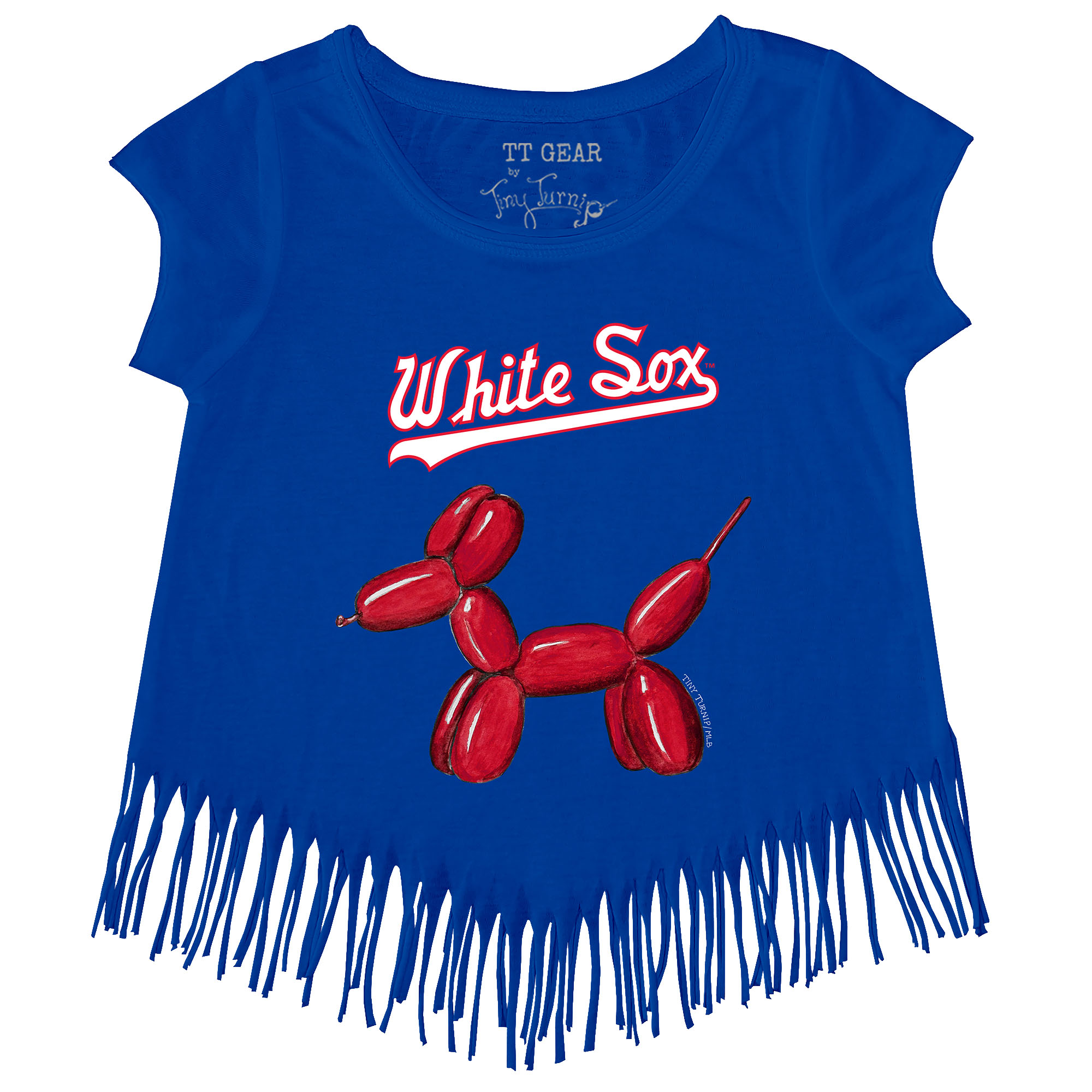 Girls Toddler Tiny Turnip Royal Chicago White Sox Balloon Dog Fringe T-Shirt Girls Toddler Tiny Turnip Royal Chicago White Sox Balloon Dog Fringe T-Shirt