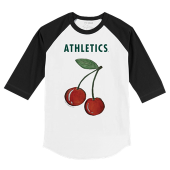 Youth Tiny Turnip White Athletics Cherries 3/4-Sleeve Raglan Baseball T-Shirt