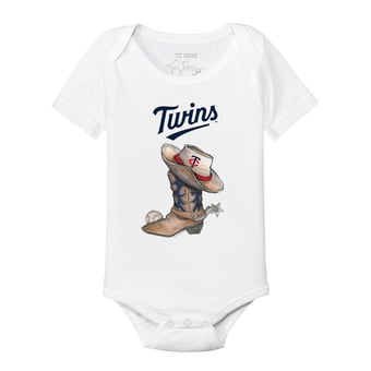 Infant Tiny Turnip White Minnesota Twins Cowboy Boot Bodysuit