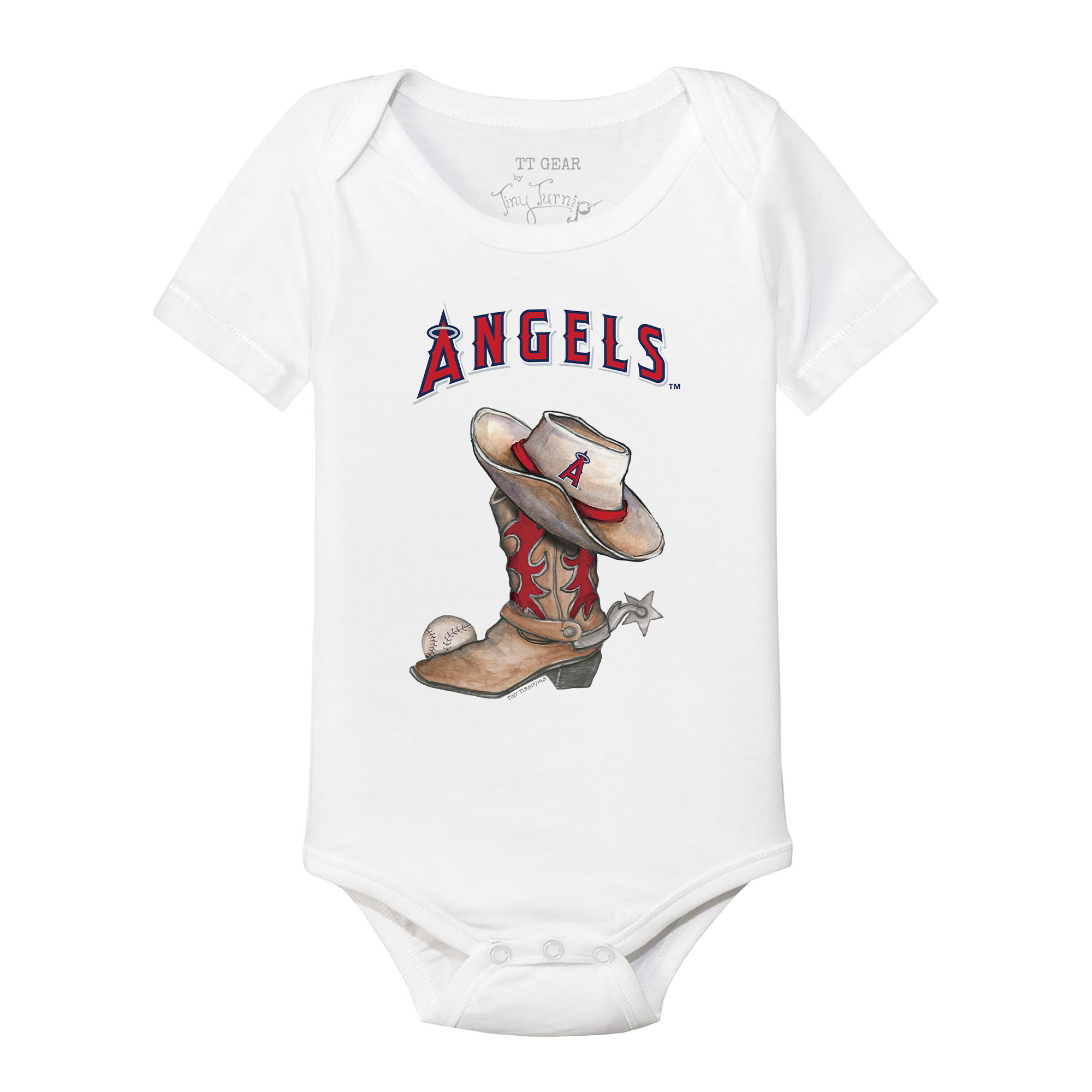 Infant Tiny Turnip White Los Angeles Angels Cowboy Boot Bodysuit
