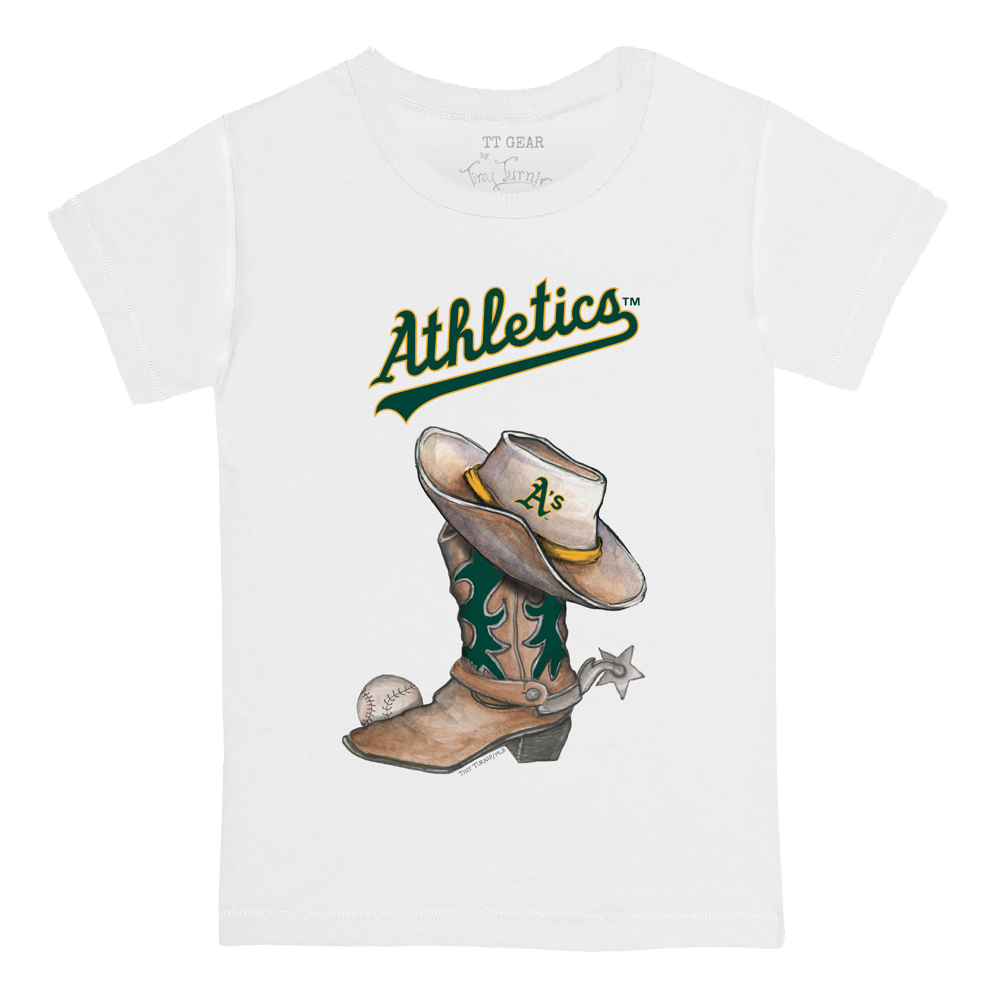 Toddler Tiny Turnip White Athletics Cowboy Boot T-Shirt