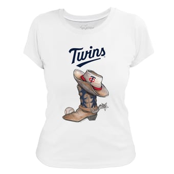 Women's Tiny Turnip White Minnesota Twins Cowboy Boot T-Shirt