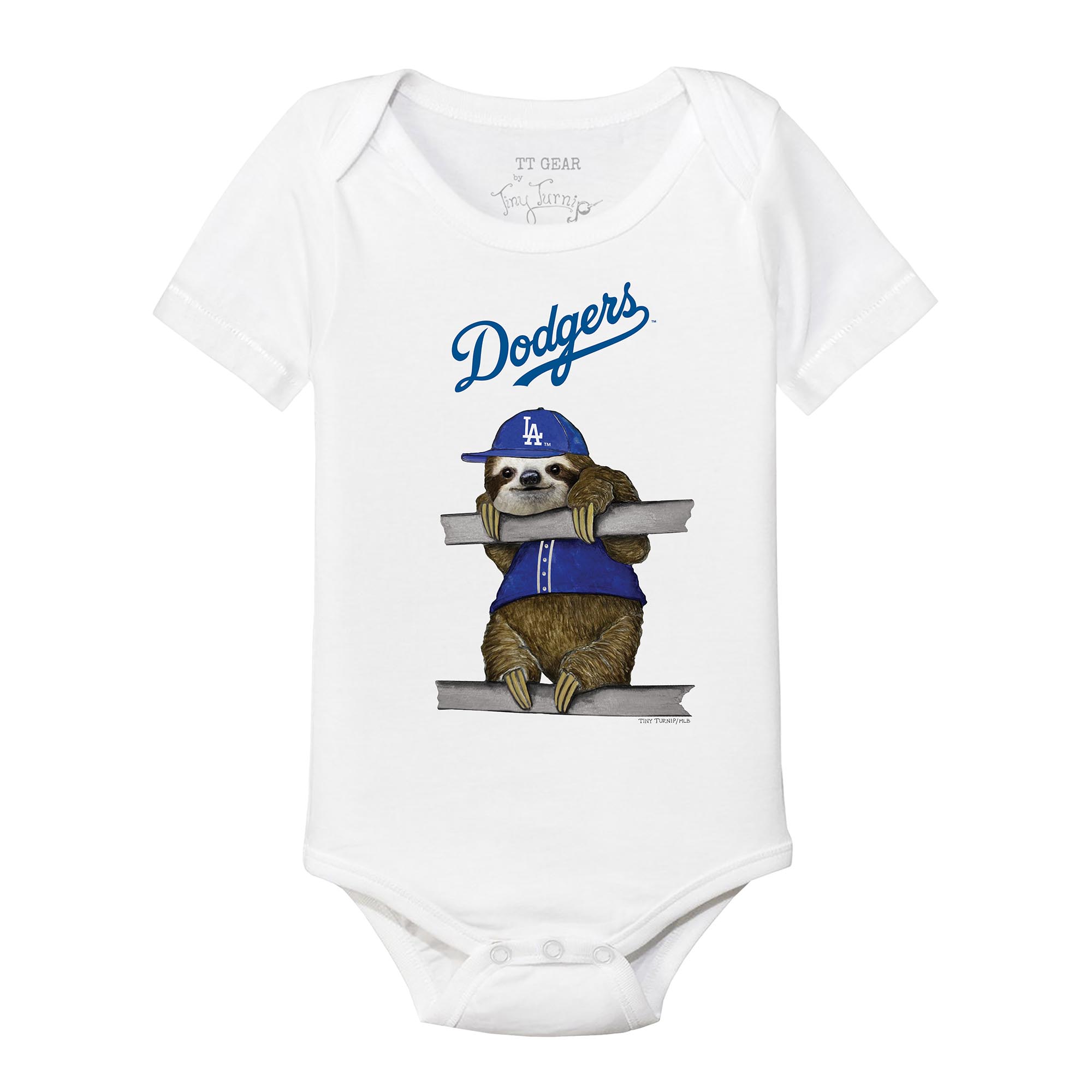 Infant Tiny Turnip White Los Angeles Dodgers Sloth Bodysuit