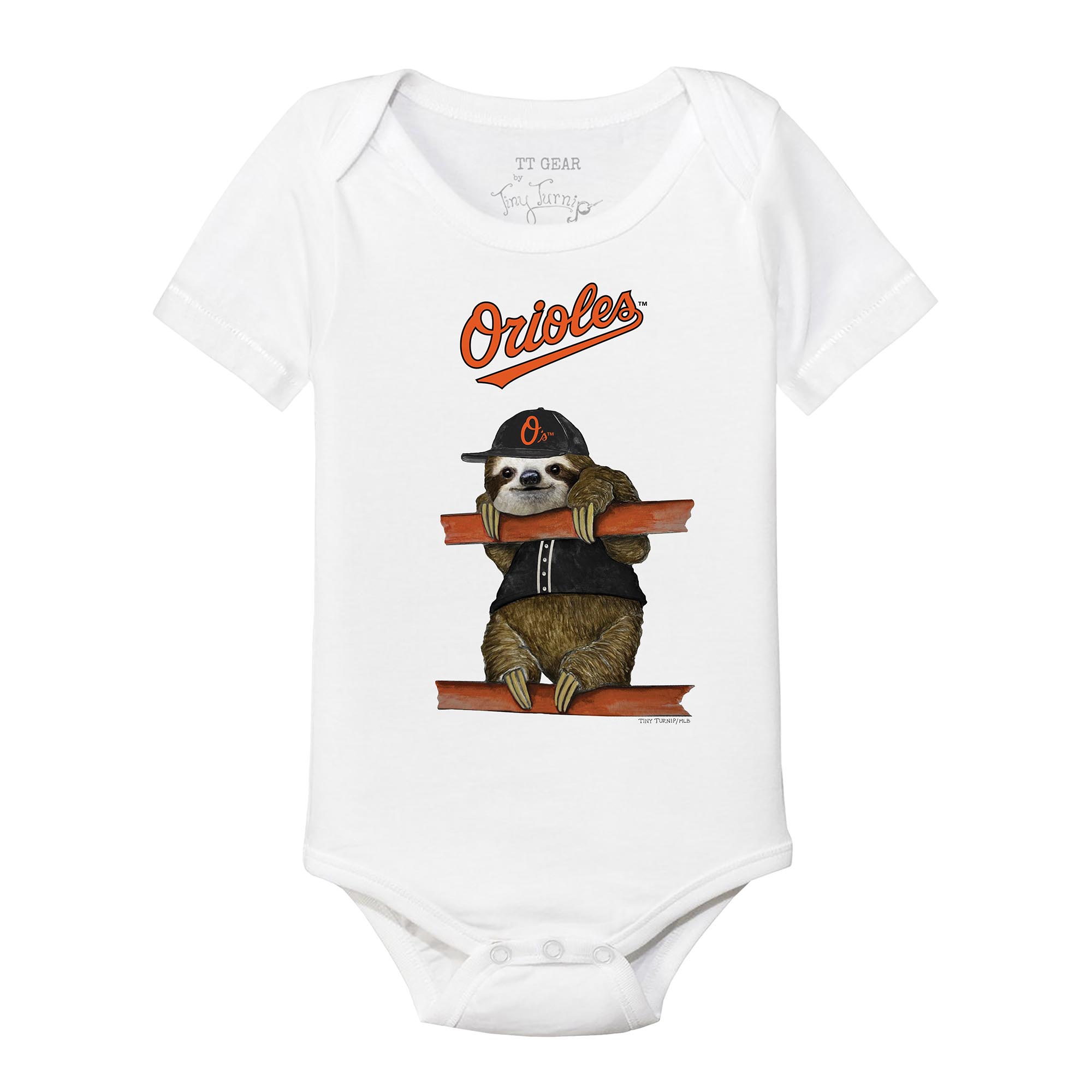 Infant Tiny Turnip White Baltimore Orioles Sloth Bodysuit
