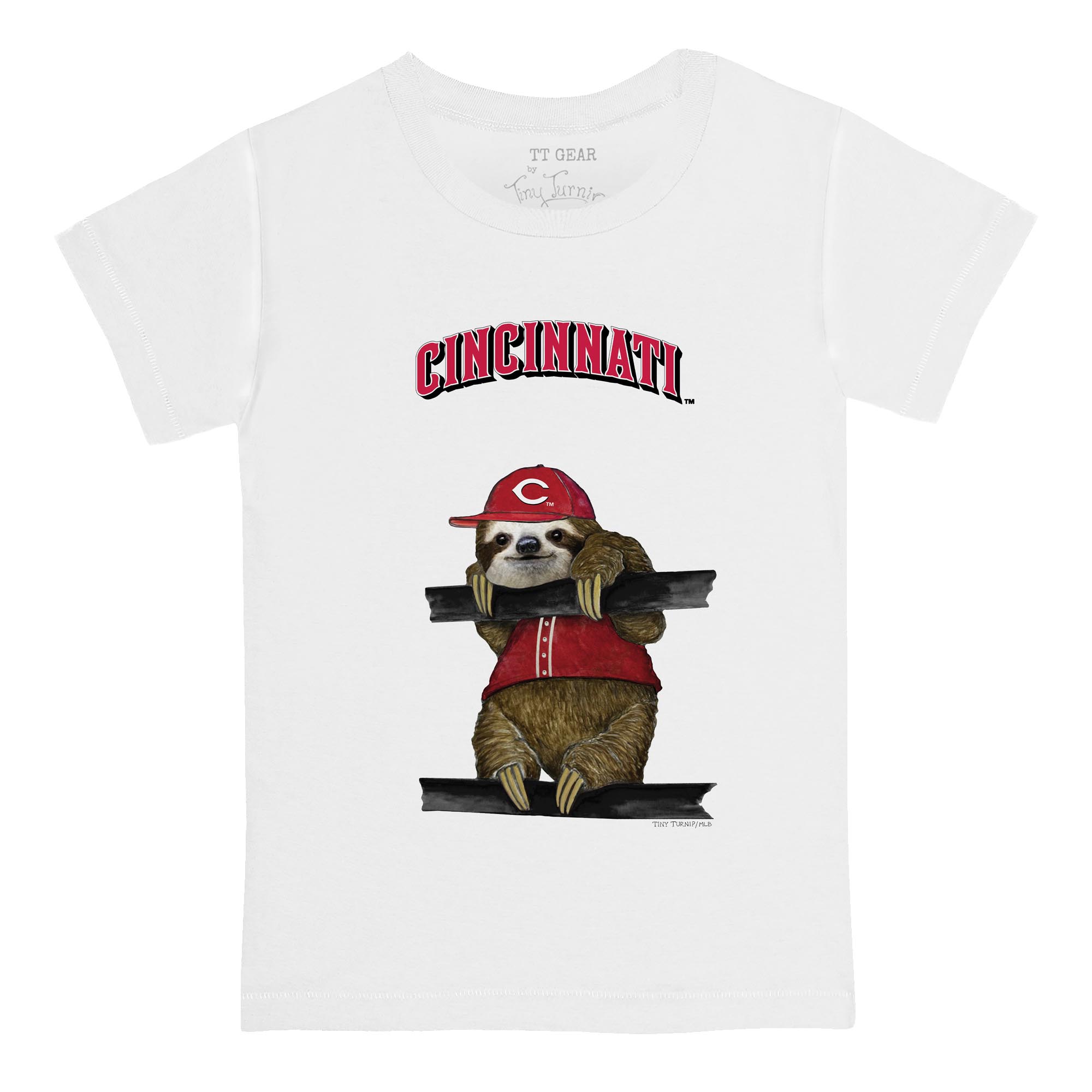 Youth Tiny Turnip White Cincinnati Reds Sloth T-Shirt