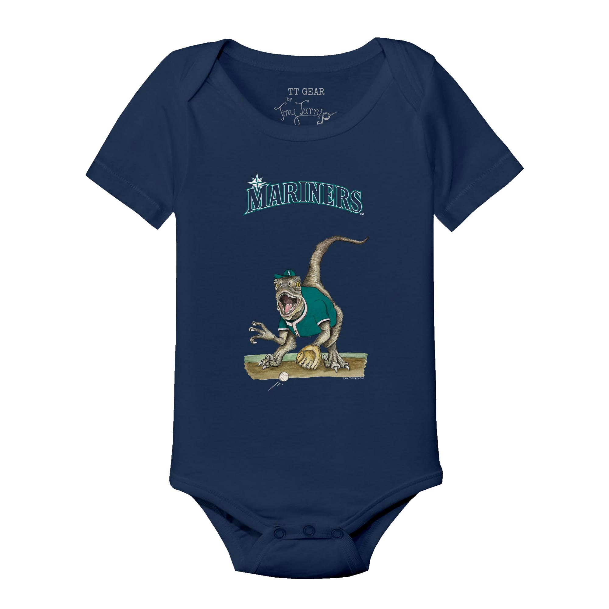 Infant Tiny Turnip Navy Seattle Mariners Velociraptor Bodysuit