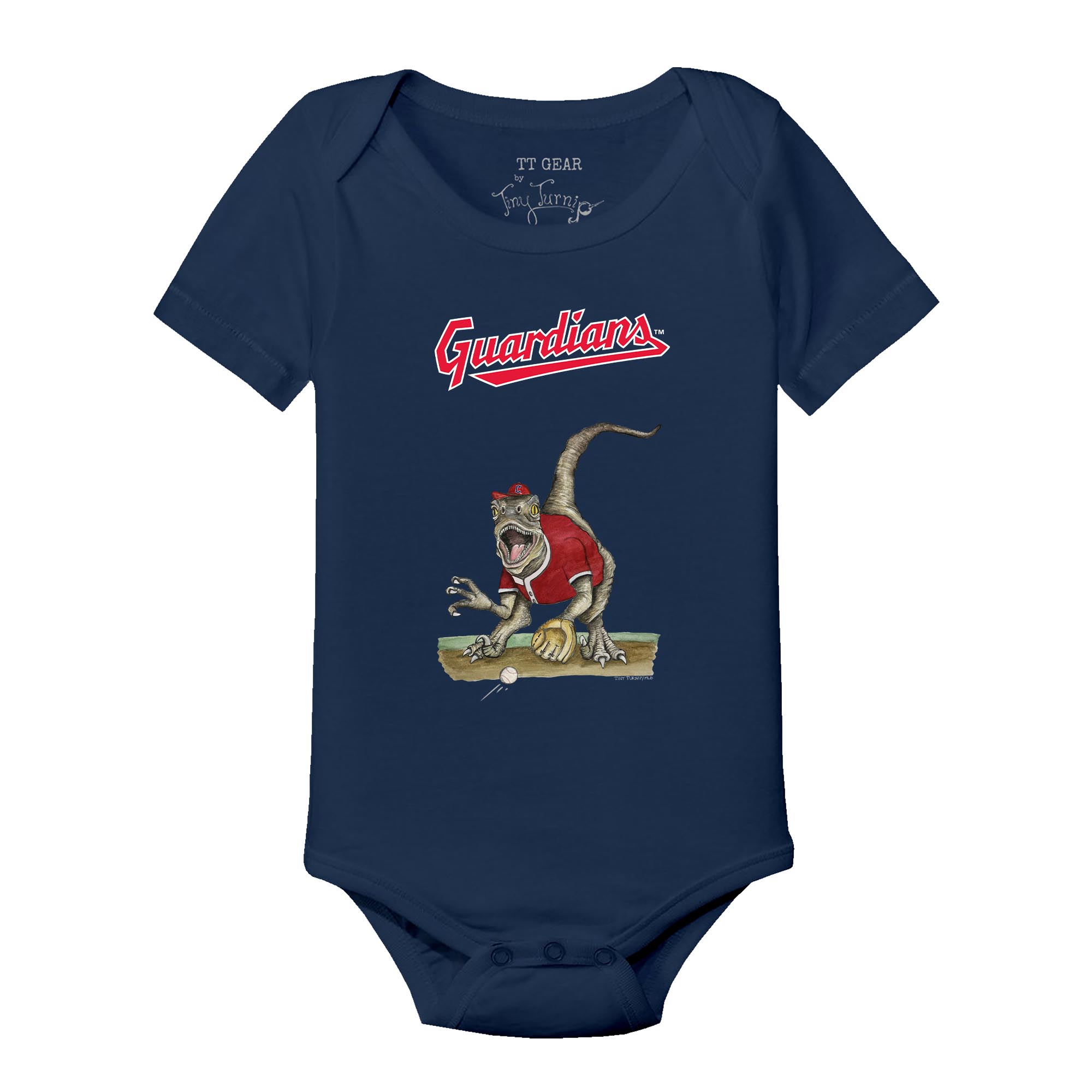 Infant Tiny Turnip Navy Cleveland Guardians Velociraptor Bodysuit