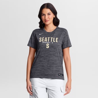 Women's Nike Black Seattle Mariners Authentic Collection Alternate Logo Velocity Dri-FIT T-Shirt