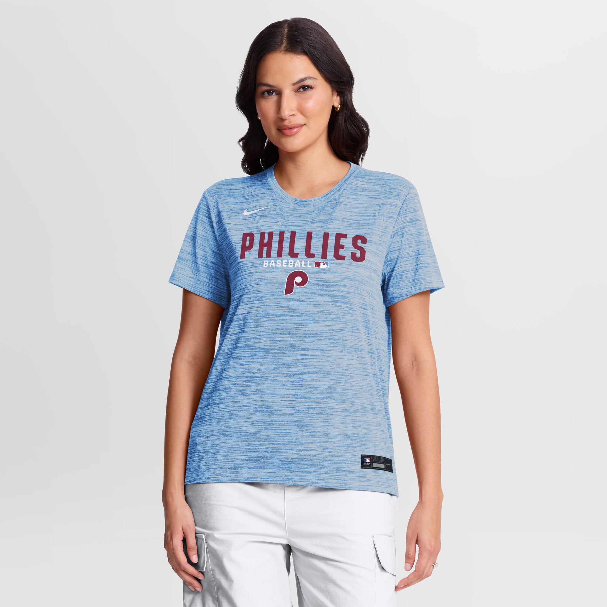 Women's Nike Light Blue Philadelphia Phillies Authentic Collection Alternate Logo Velocity Dri-FIT T-Shirt