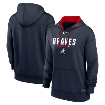 Women's Nike Navy Atlanta Braves Authentic Collection Therma-FIT Hoodie